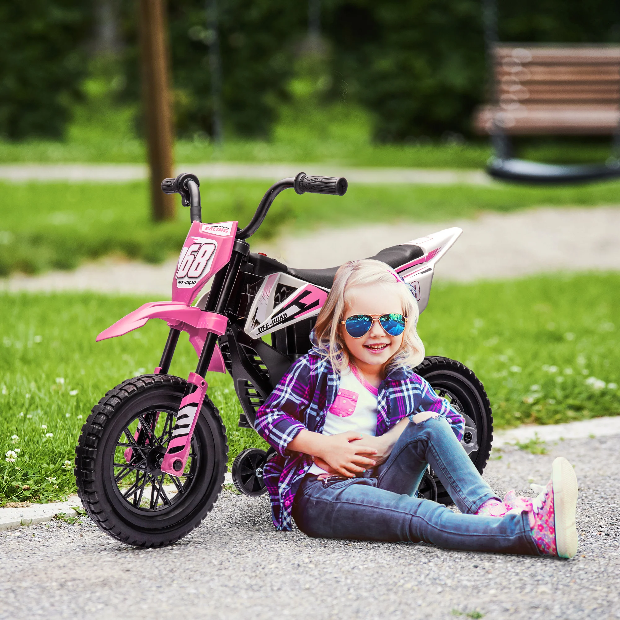 12V Kids Motorcycle with Twist Grip Throttle and Rear Suspension