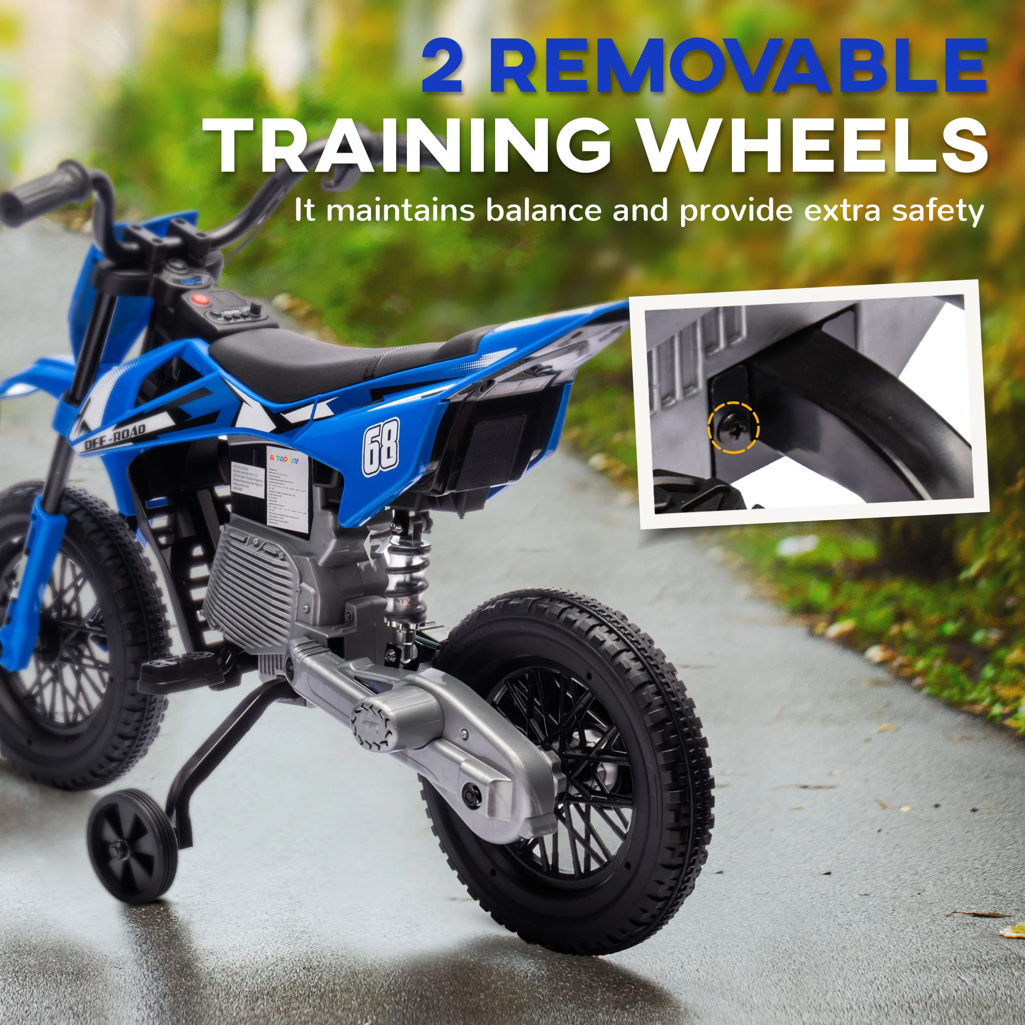 12V Kids Motorcycle with Twist Grip Throttle and Rear Suspension - Image 29