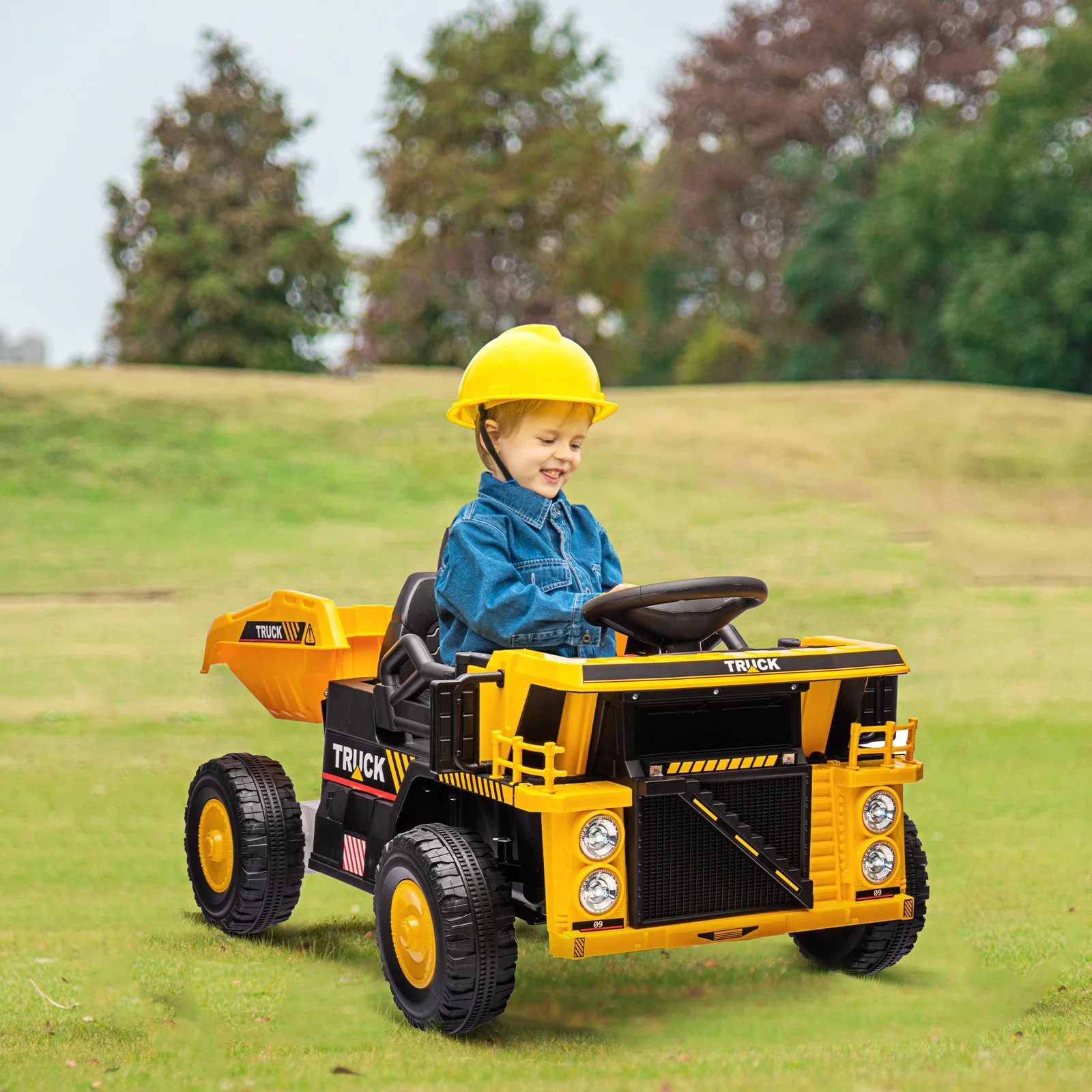 12V Electric Kids Ride-On Dump Truck with Functional Dump Bed and Shovel - Image 2
