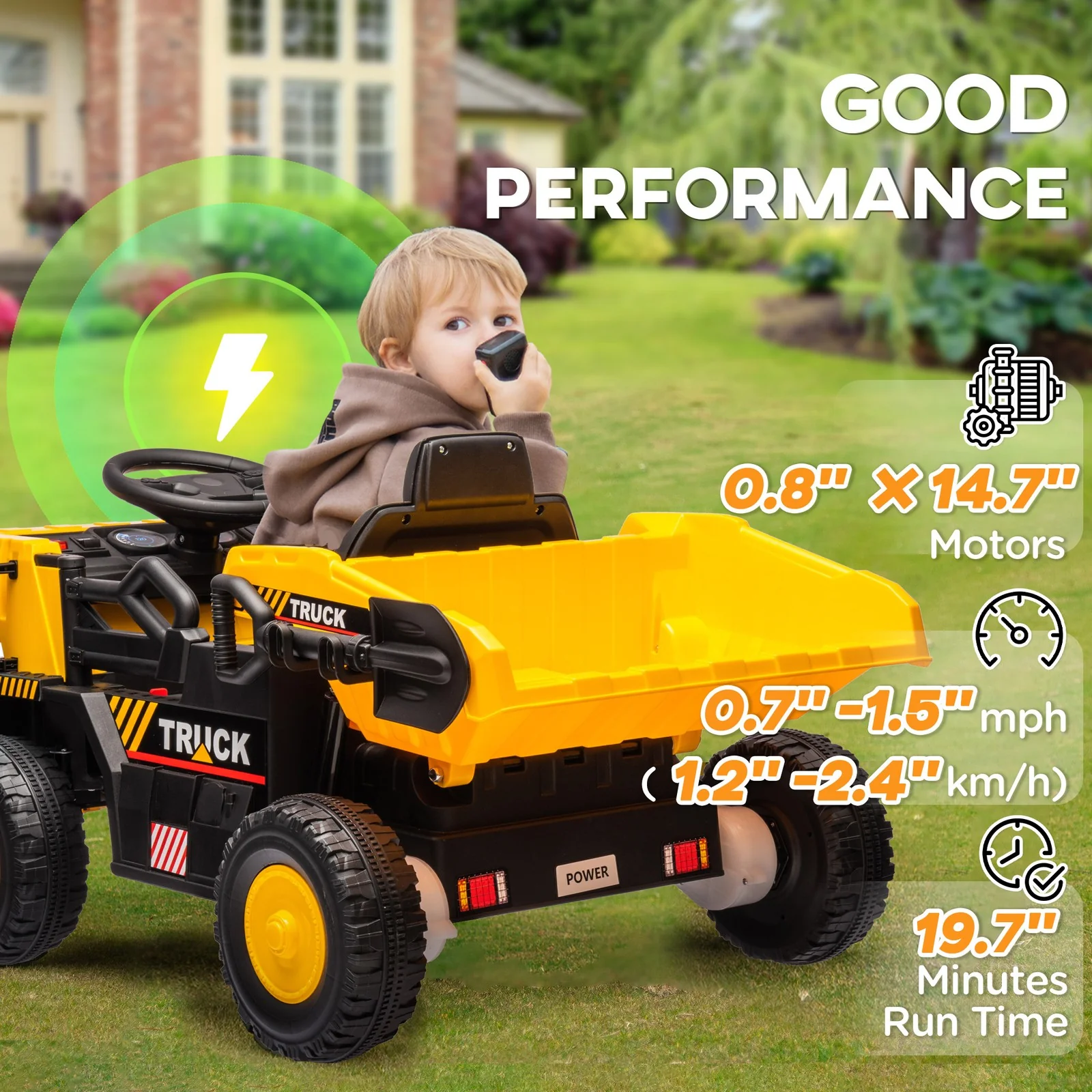 12V Electric Kids Ride-On Dump Truck with Functional Dump Bed and Shovel - Image 7