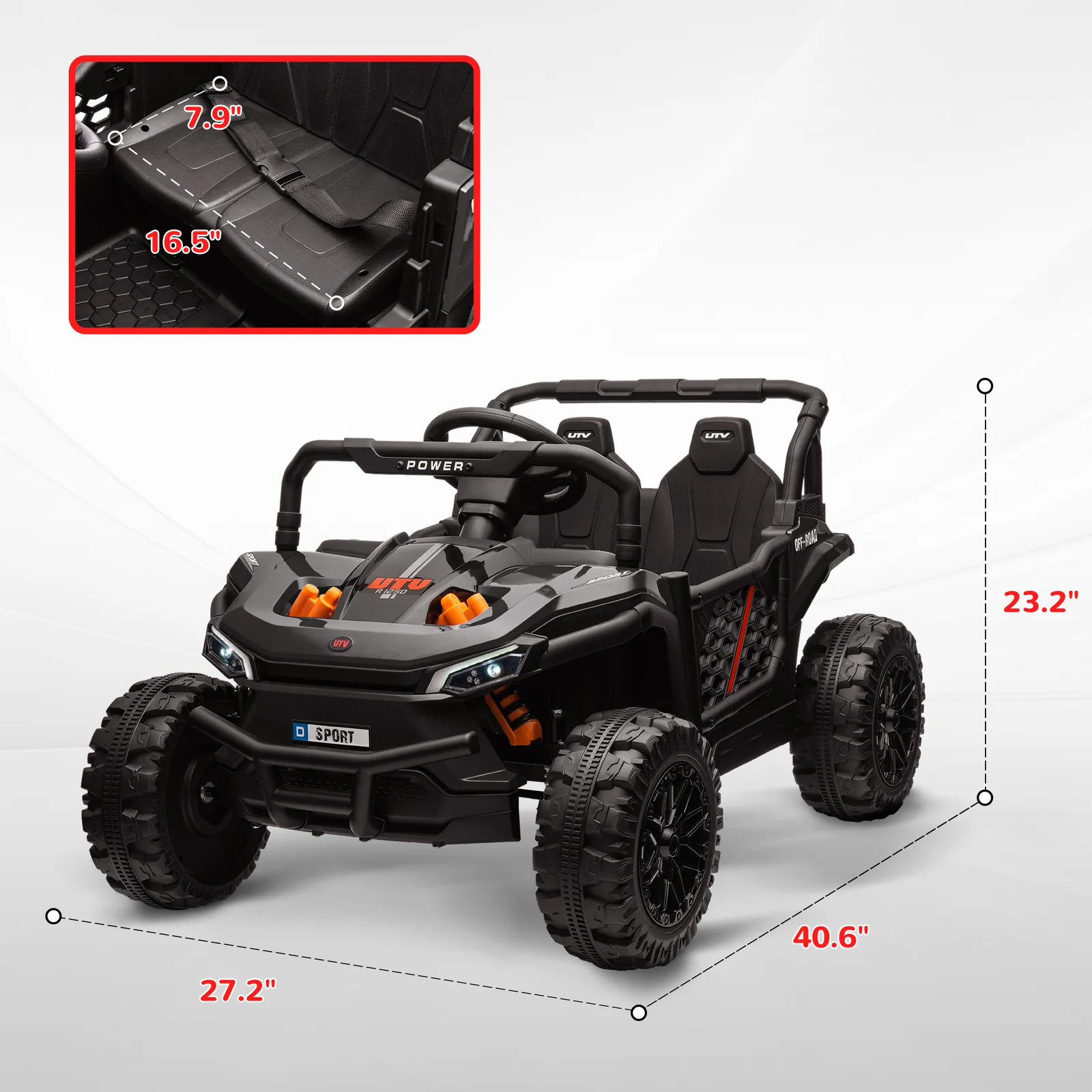12V Battery-Powered Kids Off-Road UTV Ride-On Truck with 3.7 MPH Speed - Image 7