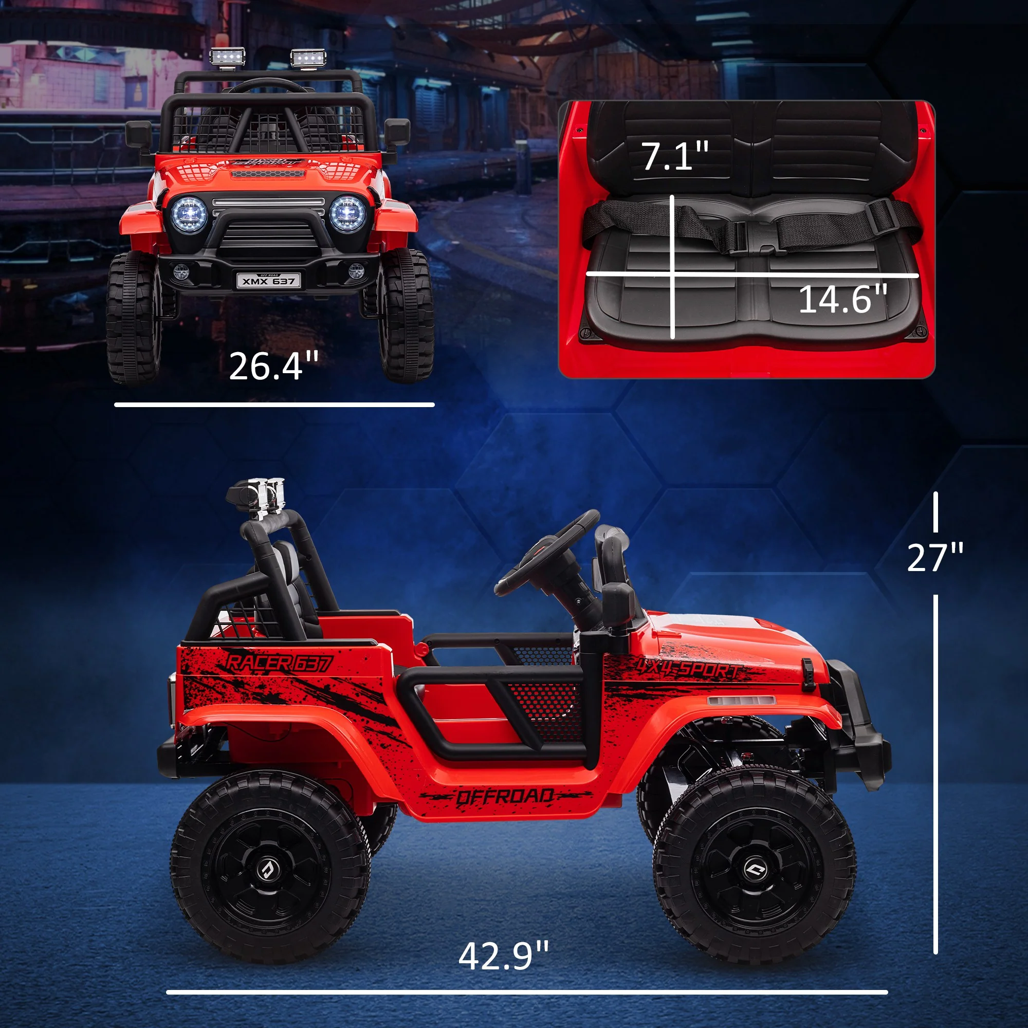12V Ride-On UTV Truck with 4 Suspension Wheels - Image 2
