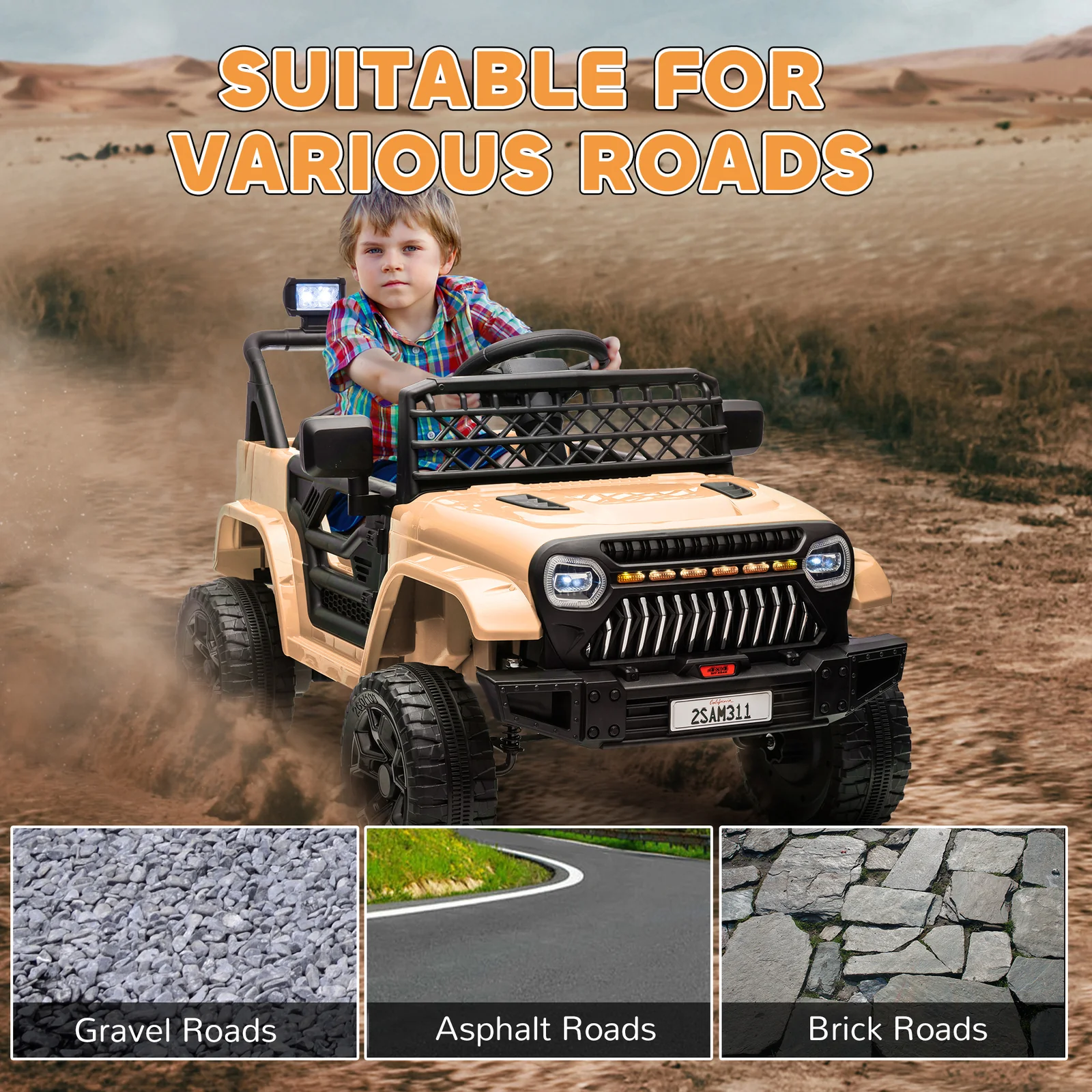 12V Battery-Powered Kids Electric Ride-On UTV Truck with 4 Suspension Wheels - Image 3