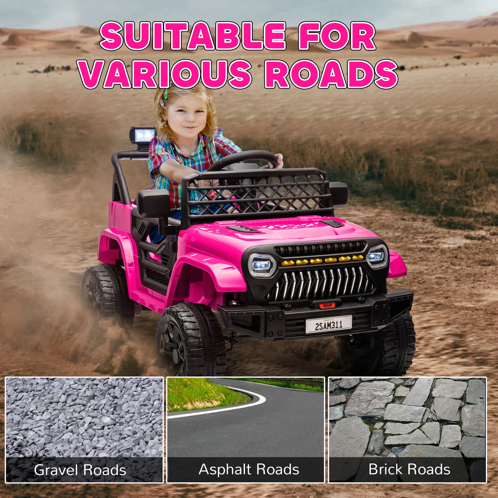 12V Battery-Powered Kids Electric Ride-On UTV Truck with 4 Suspension Wheels - Image 3