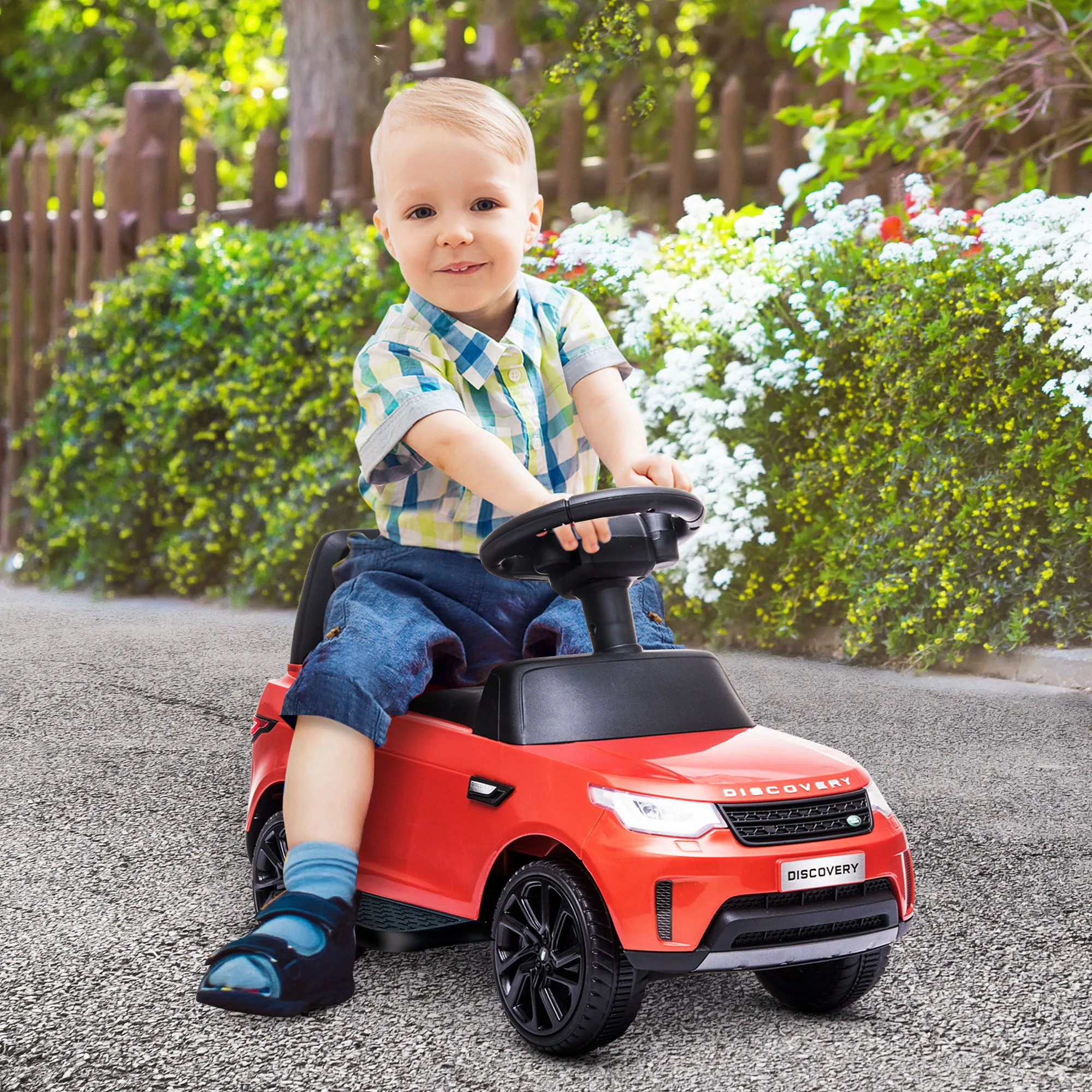 2-in-1 Licensed Land Rover 6V Ride-On and Sliding Car Toy - Image 13