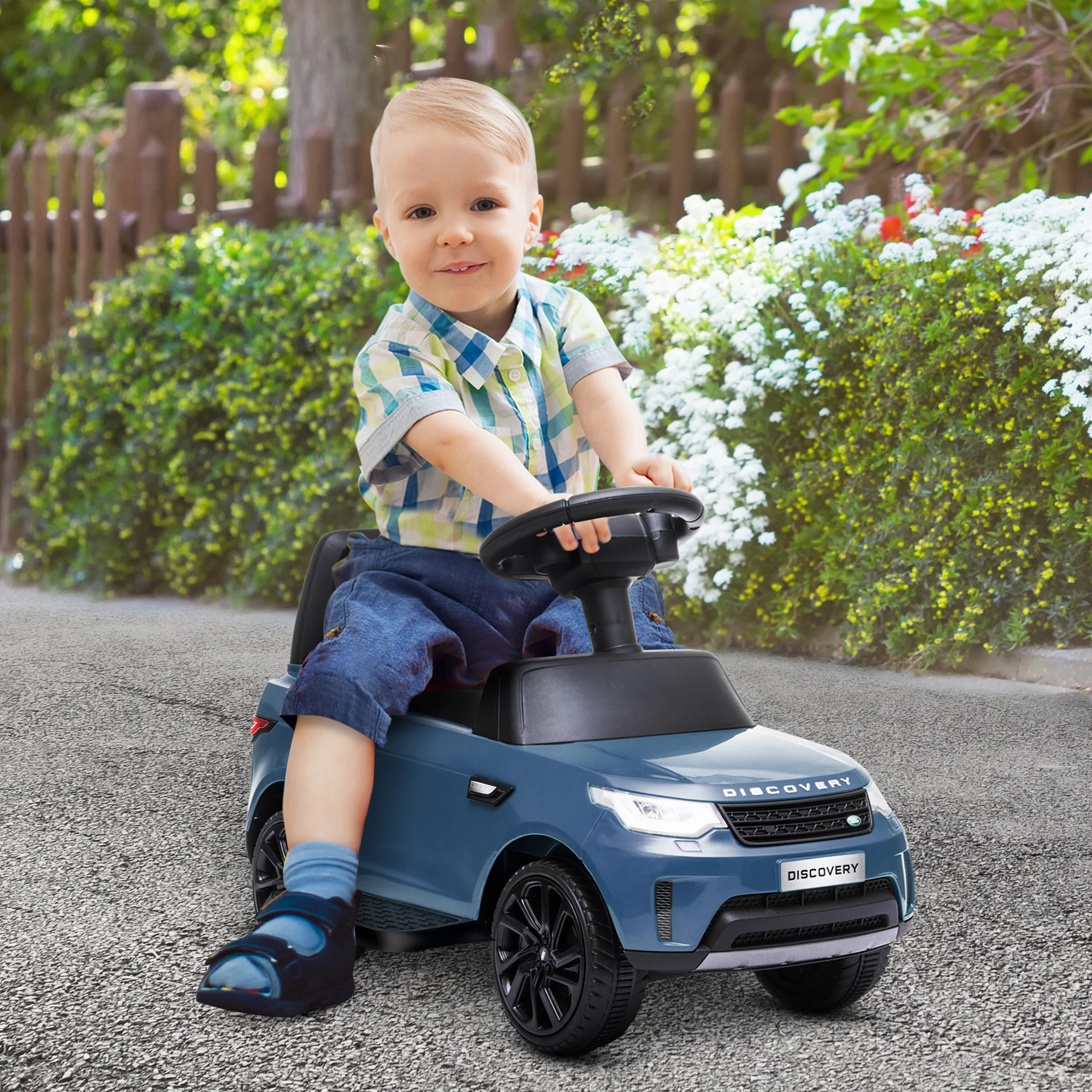 2-in-1 Licensed Land Rover 6V Ride-On and Sliding Car Toy - Image 24