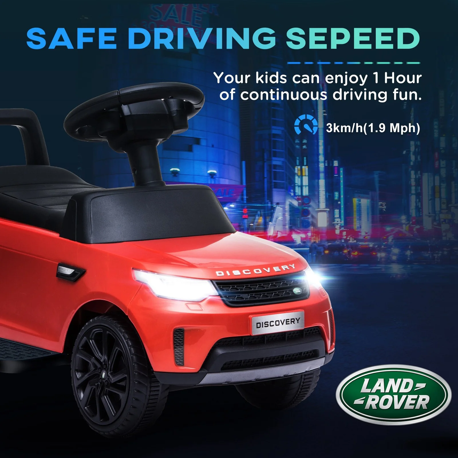 2-in-1 Licensed Land Rover 6V Red Ride-On Sliding Car - Image 8