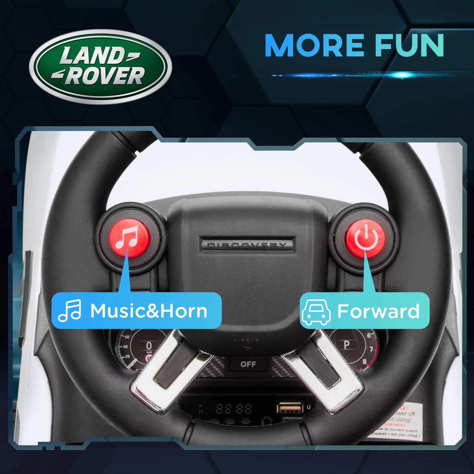 2-in-1 Licensed Land Rover 6V Ride-On Car with Sliding Door and Music - Image 7