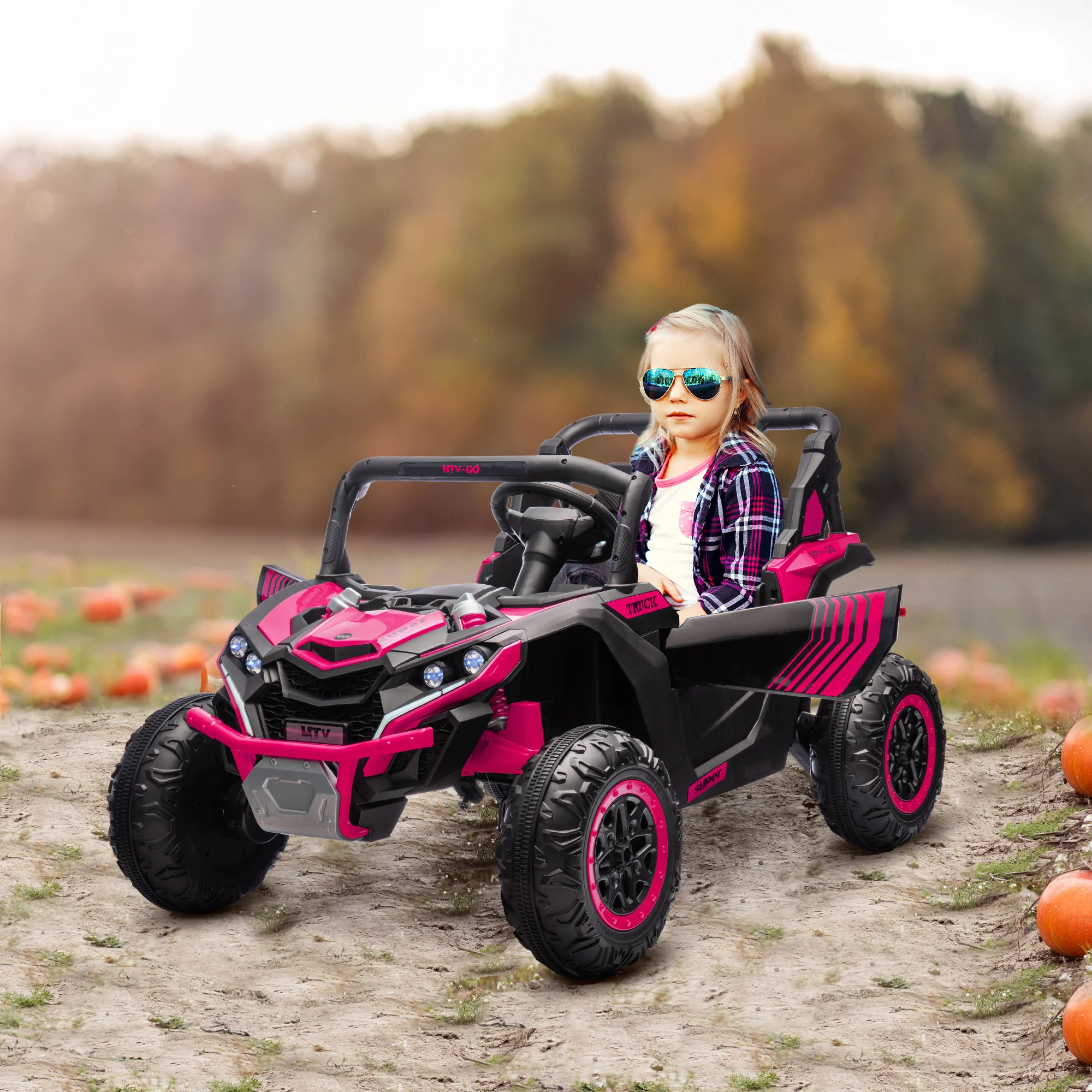 24V 7AH 2-Seater Ride-On UTV Car with Music and 4MPH Speed
