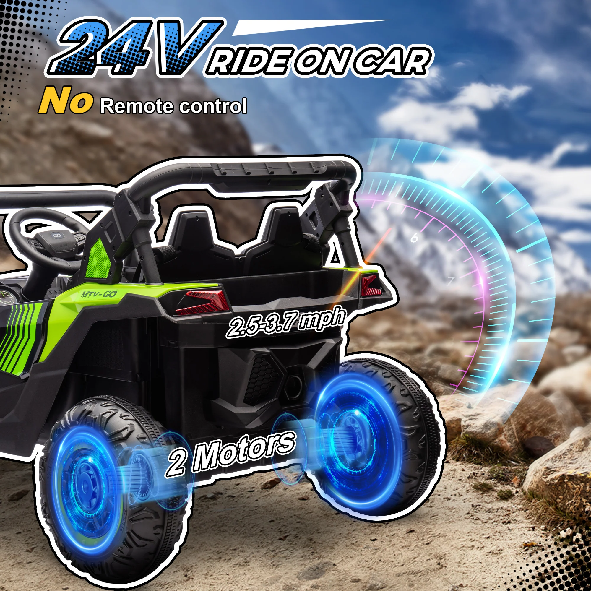 24V 7AH 2-Seater Ride-On UTV Car with Music and 4MPH Speed - Image 19