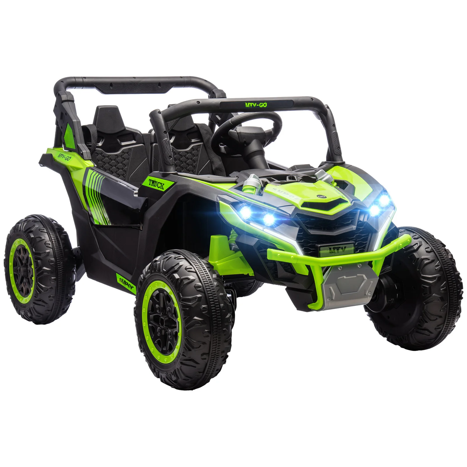 24V 7AH 2-Seater Electric Ride-On UTV Car with Music, Green, 4 MPH - Image 12