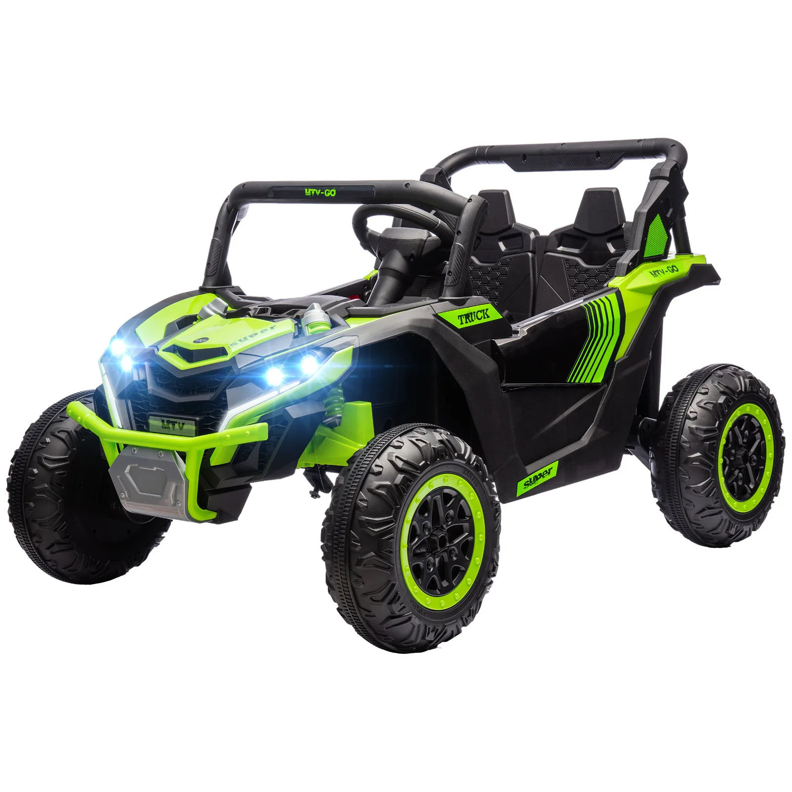 24V 7AH 2-Seater Electric Ride-On UTV Car with Music, Green, 4 MPH - Image 4