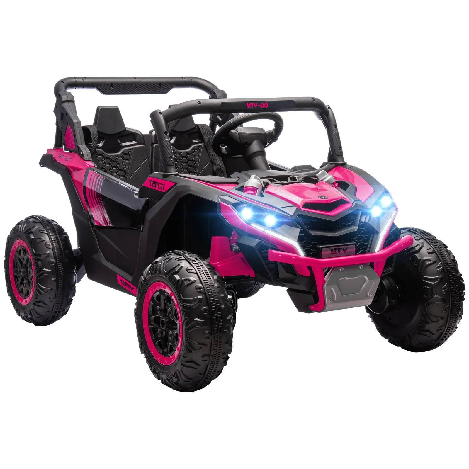 24V 7AH Pink 2-Seater Ride-On UTV Car with Music, 4 MPH - Image 12