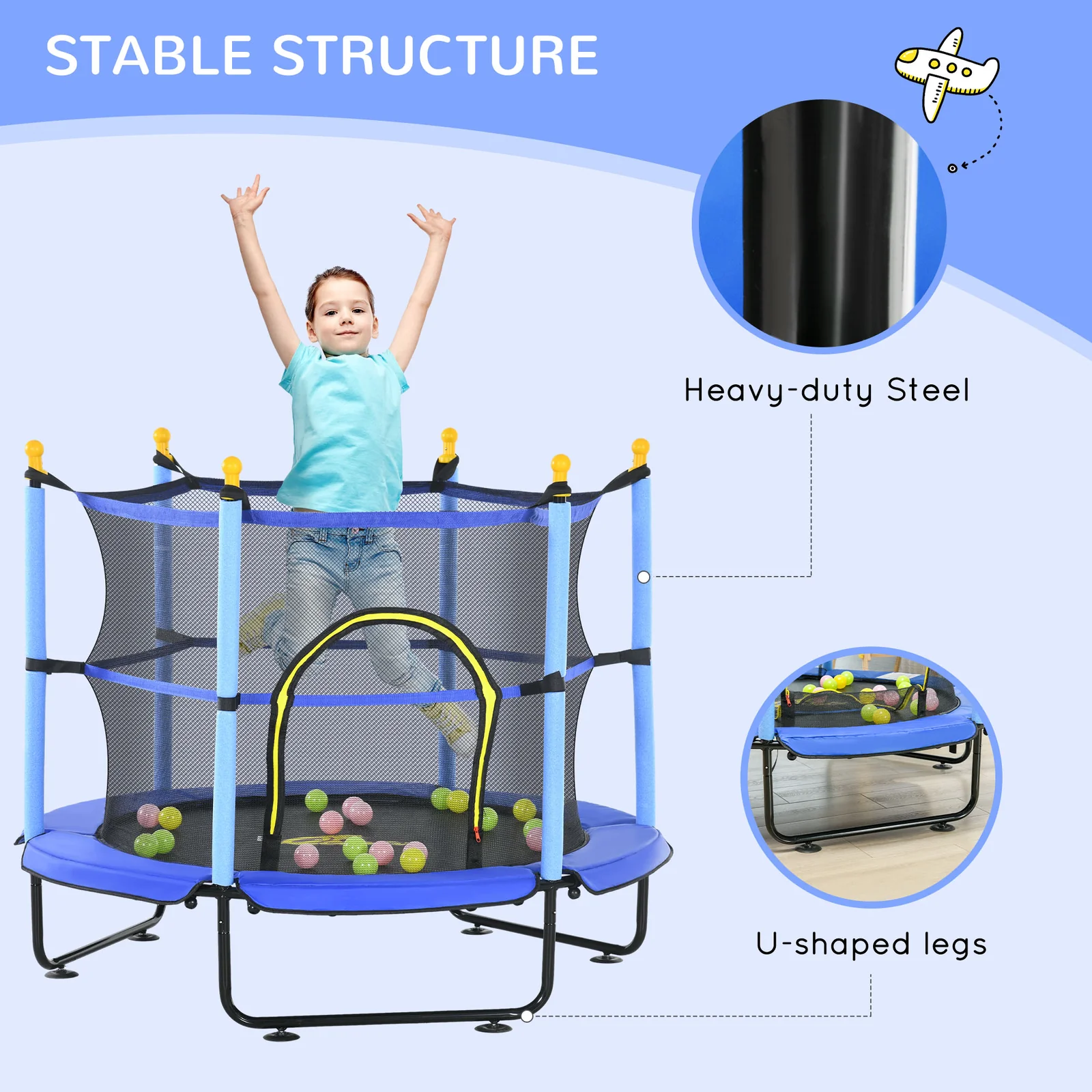 4.6-Foot Kids Trampoline 55-Inch Toddler Trampoline with Safety Enclosure - Image 5