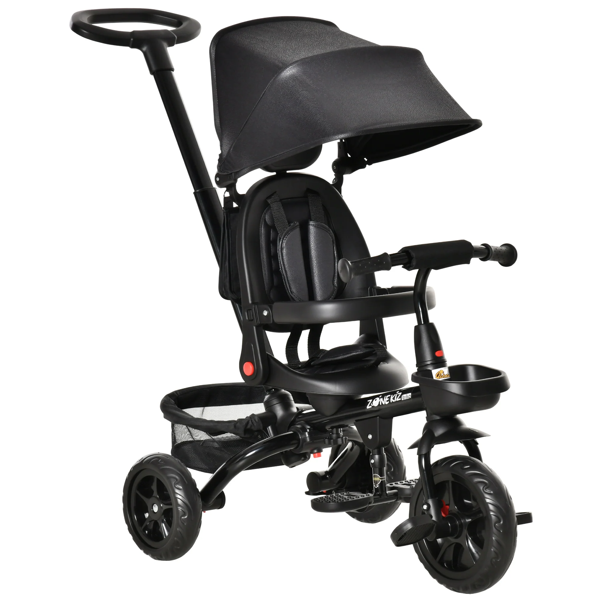 4-in-1 Baby Tricycle with Push Handle, Brake, Clutch, Footrest, Handrail, and Safety Belt - Image 15