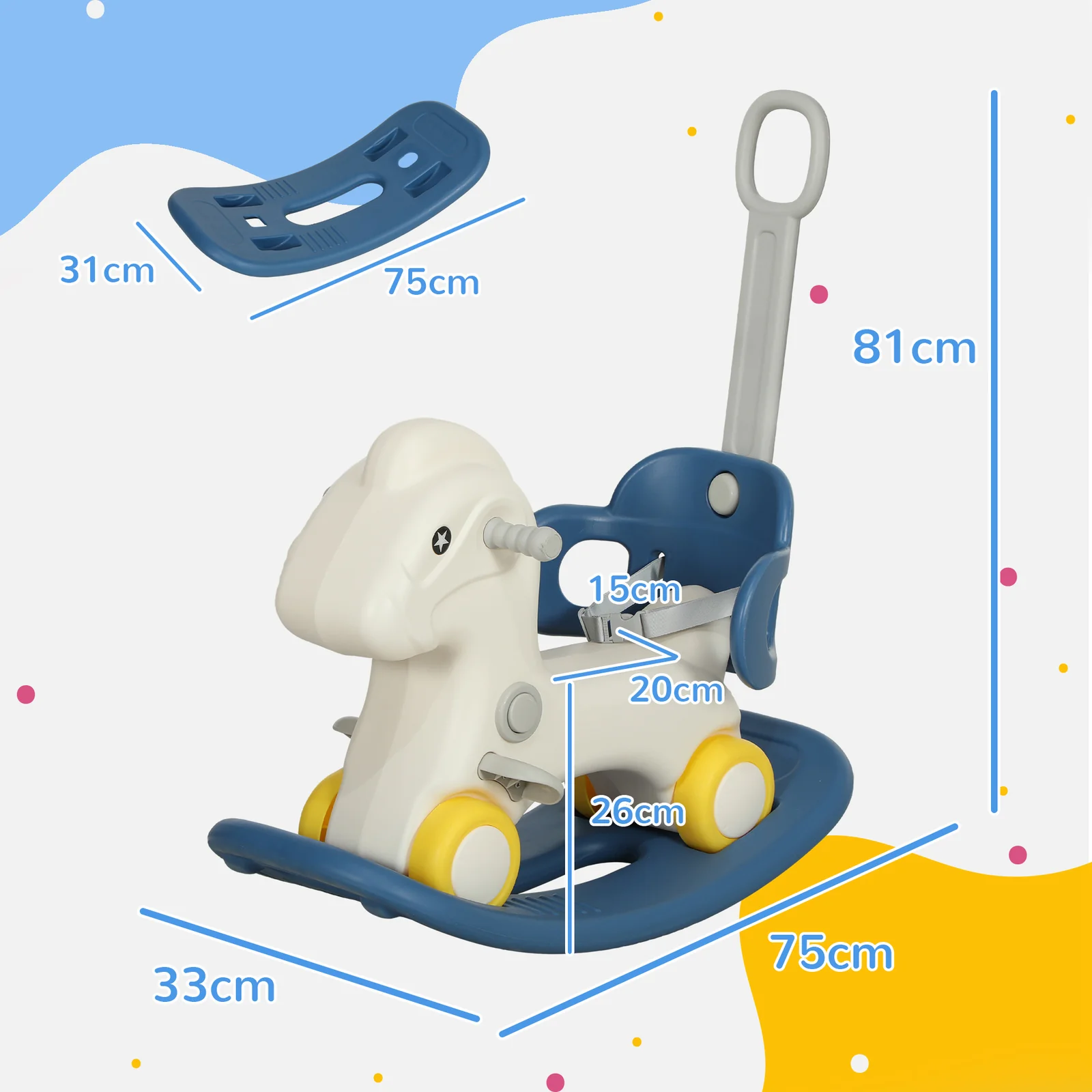 4-in-1 Rocking Horse for Toddlers 2-5 Years with Detachable Ride-On Feature - Image 6