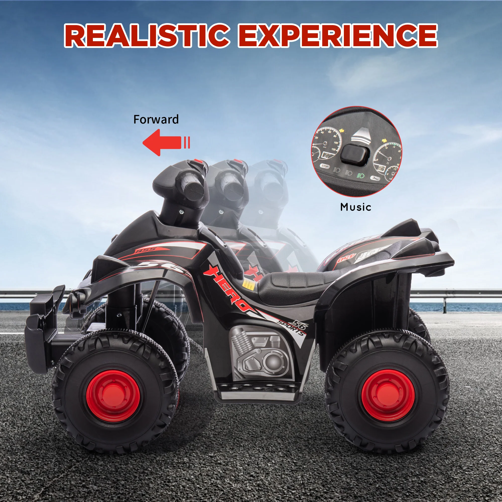 6V Kids ATV 4-Wheeler Quad Car with Music for Ages 2-6 Years - Image 17