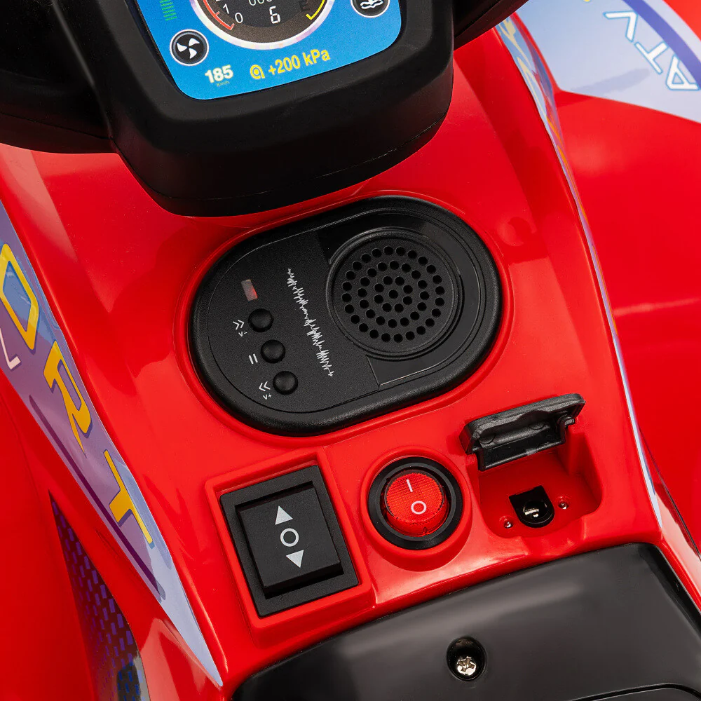 6V Kids Ride-On ATV with Lights and Rechargeable Battery in Red - Image 2