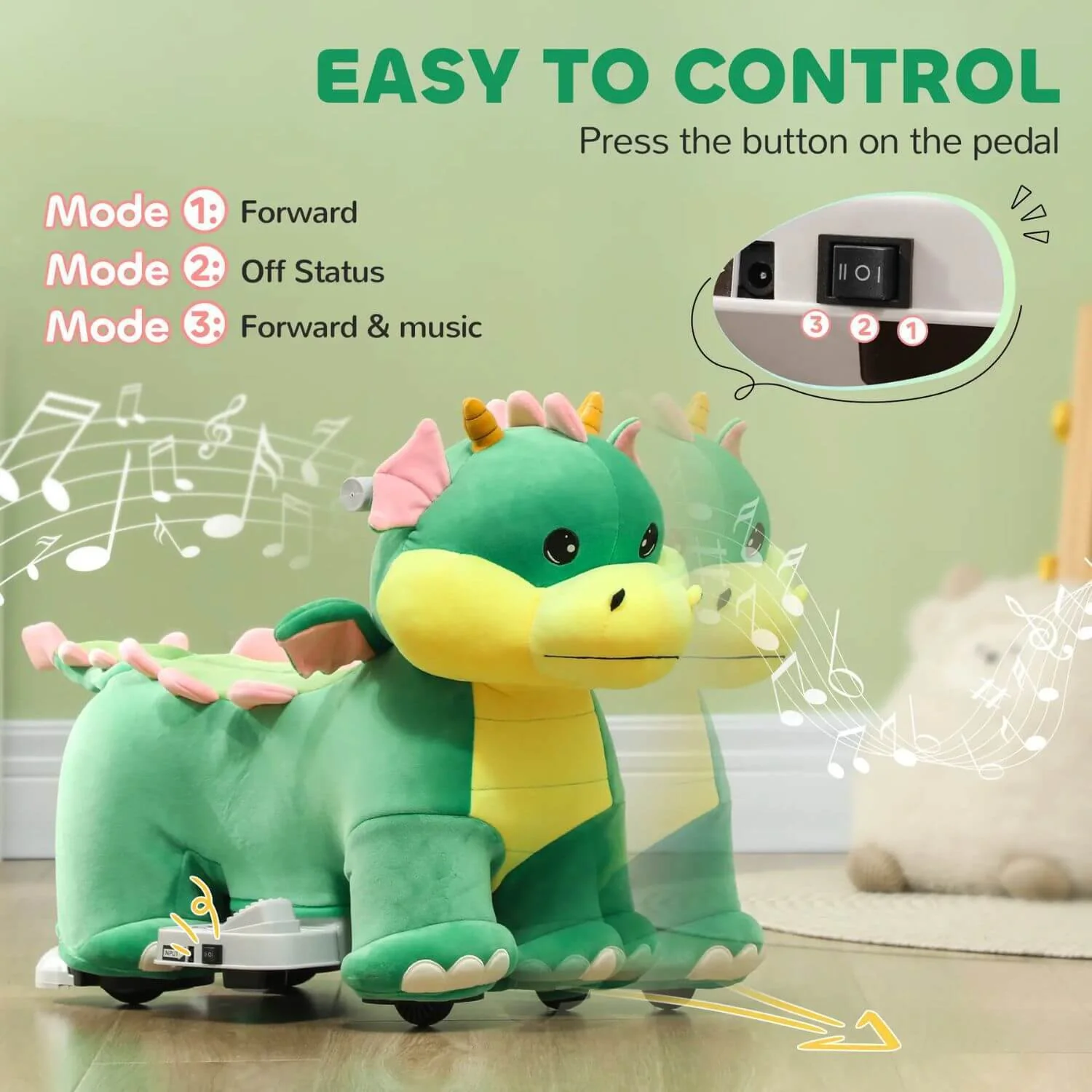 Battery-Powered Ride-On Horse with Music and PU Wheels for 18-36 Months - Image 6