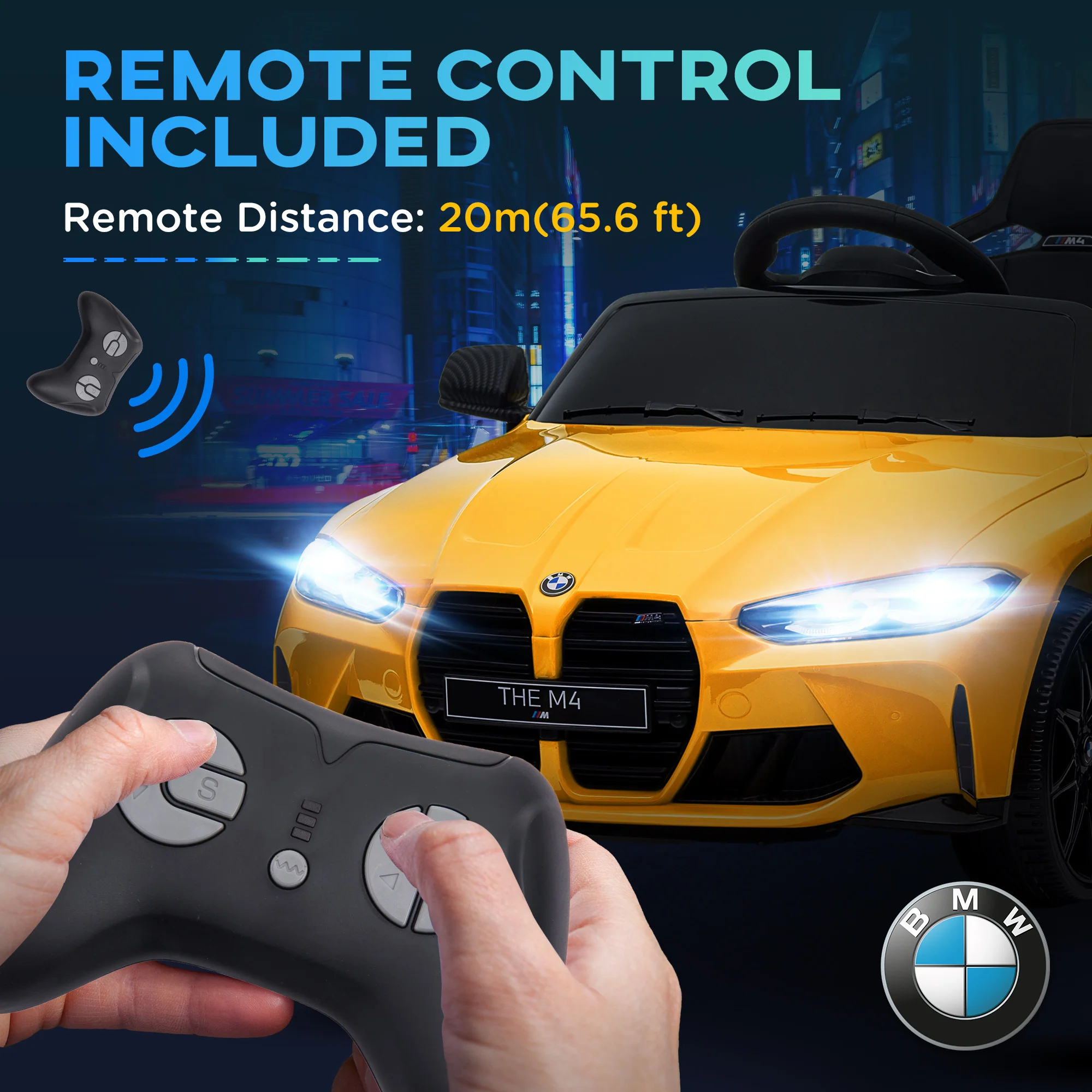 Licensed 12V BMW M4 Ride-On Car with Handle Attachment - Image 10