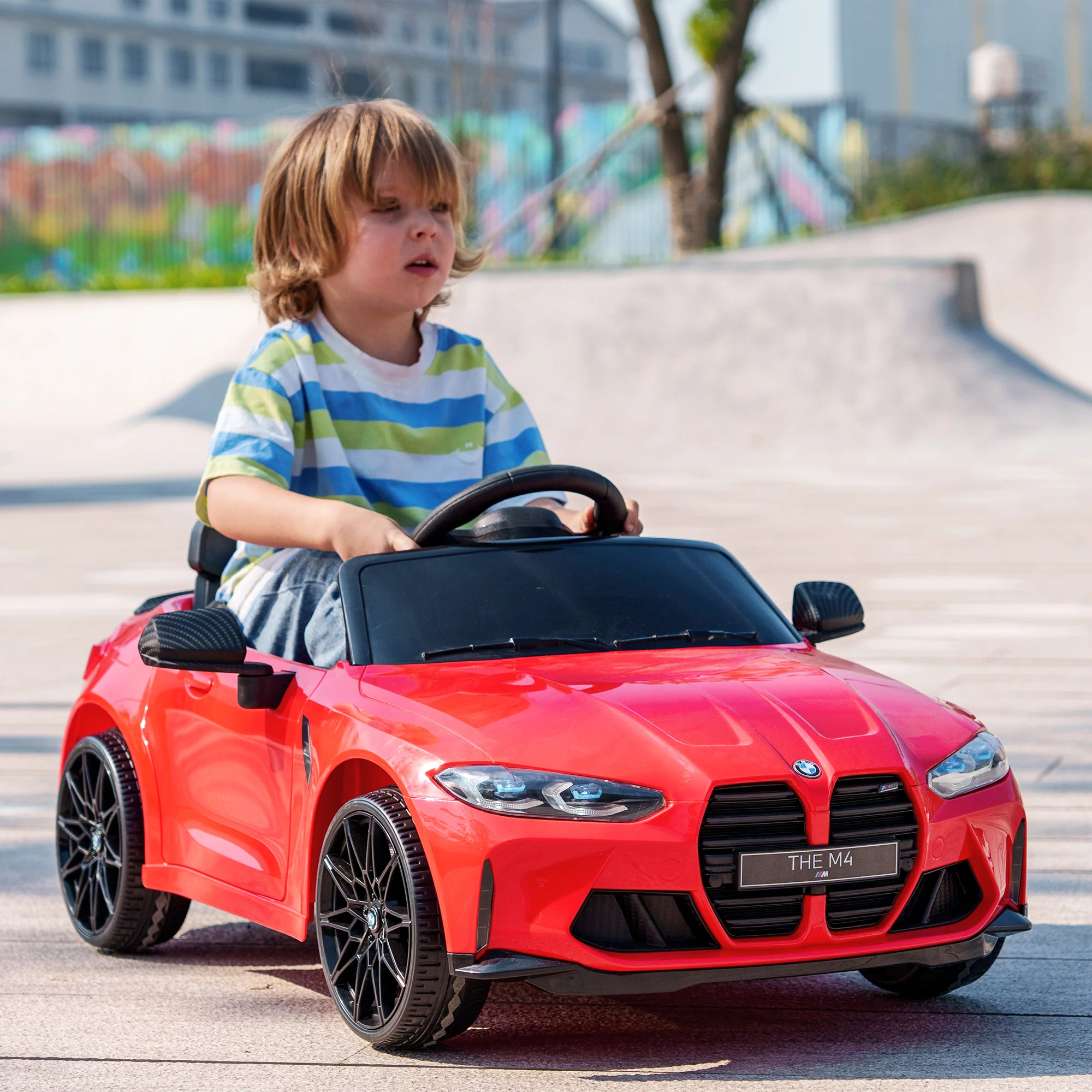 Licensed 12V BMW M4 Ride-On Car with Handle Attachment - Image 13