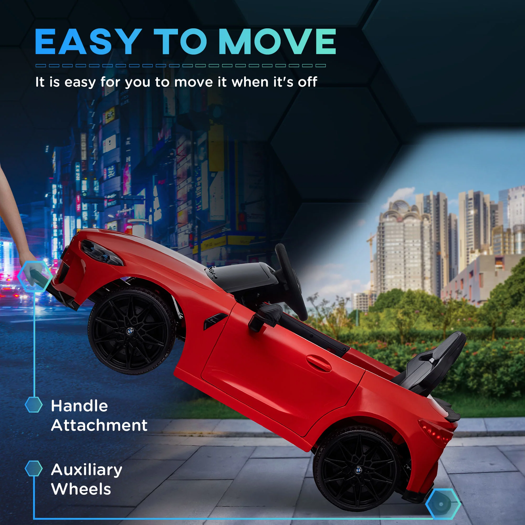 Licensed 12V BMW M4 Ride-On Car with Handle Attachment - Image 18