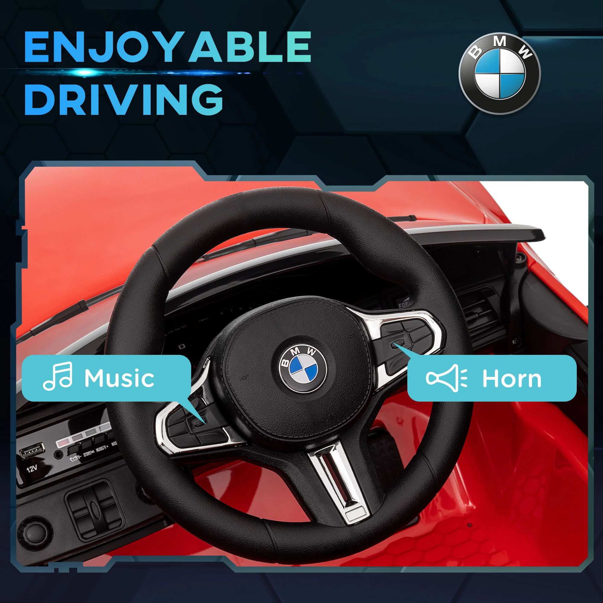 Licensed 12V BMW M4 Ride-On Car with Handle Attachment - Image 20