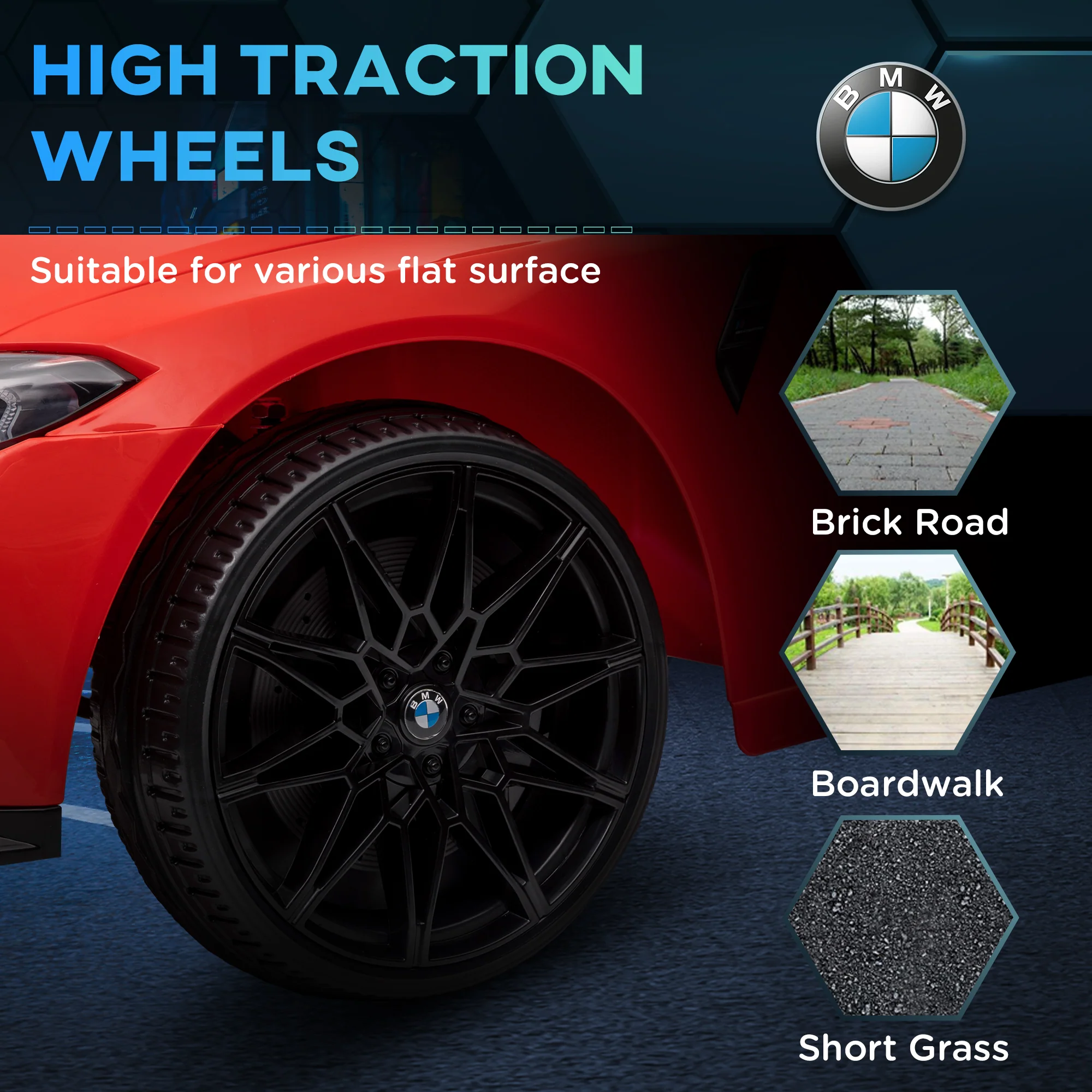 Licensed 12V BMW M4 Ride-On Car with Handle Attachment - Image 23