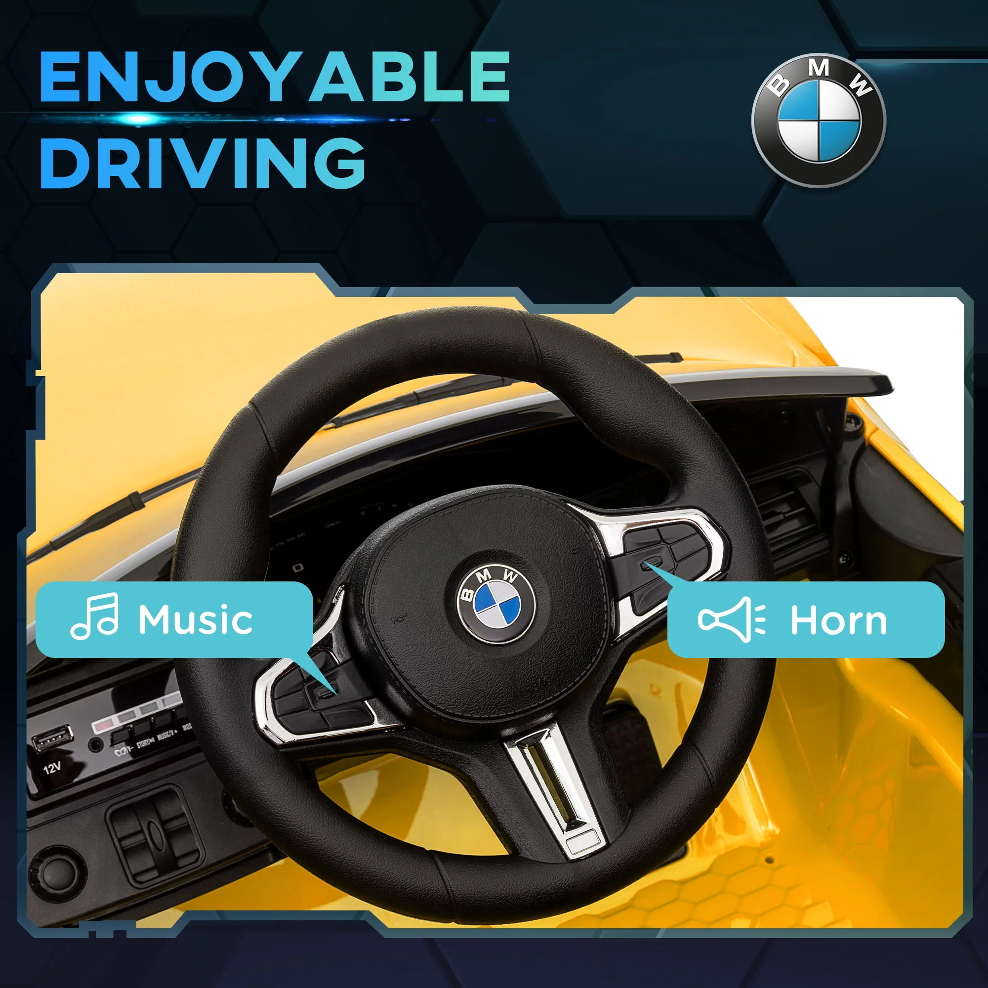 Licensed 12V BMW M4 Ride-On Car with Handle Attachment - Image 8