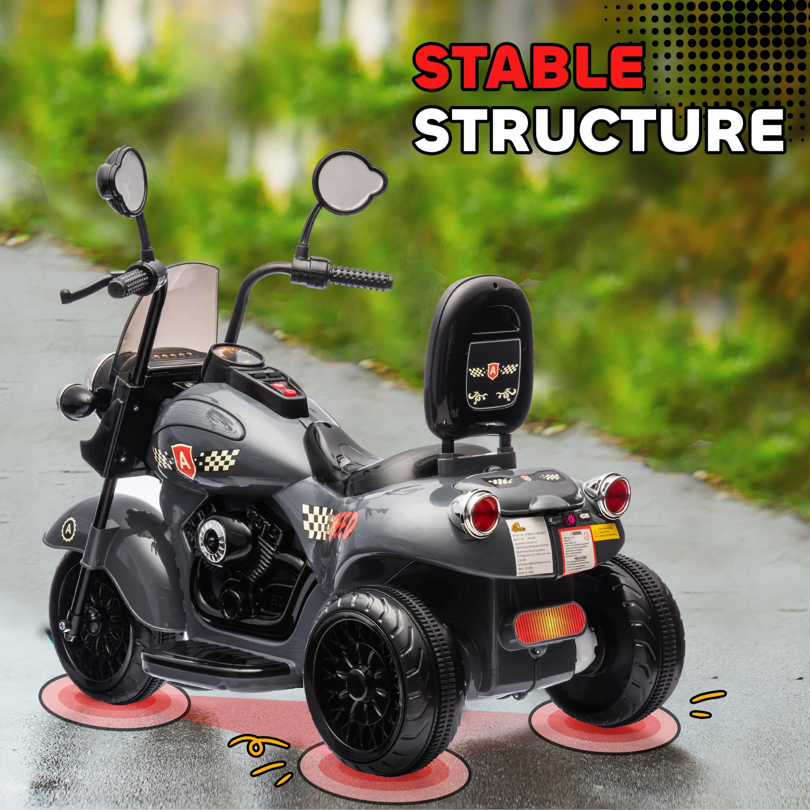 Electric 3-Wheel Kids Motorcycle 6V Battery-Powered Chopper Ride-On Toy - Image 5