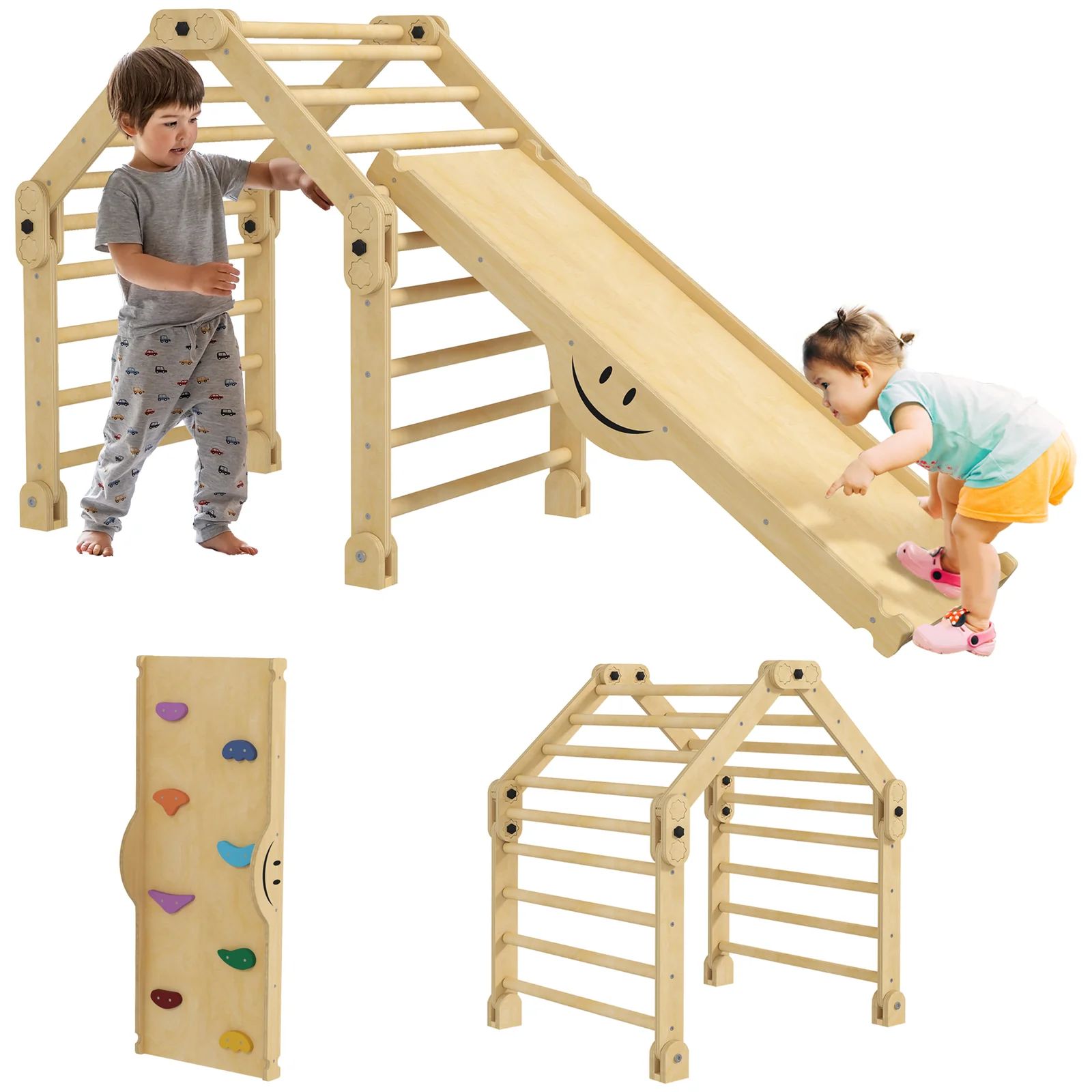 4-in-1 Indoor Toddler Climbing Toy Set with Pikler Design - Image 10