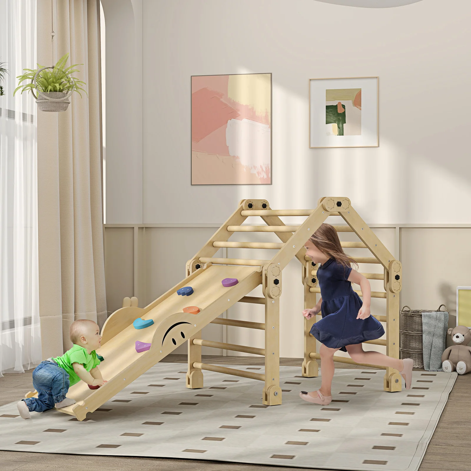 4-in-1 Indoor Toddler Climbing Toy Set with Pikler Design - Image 8