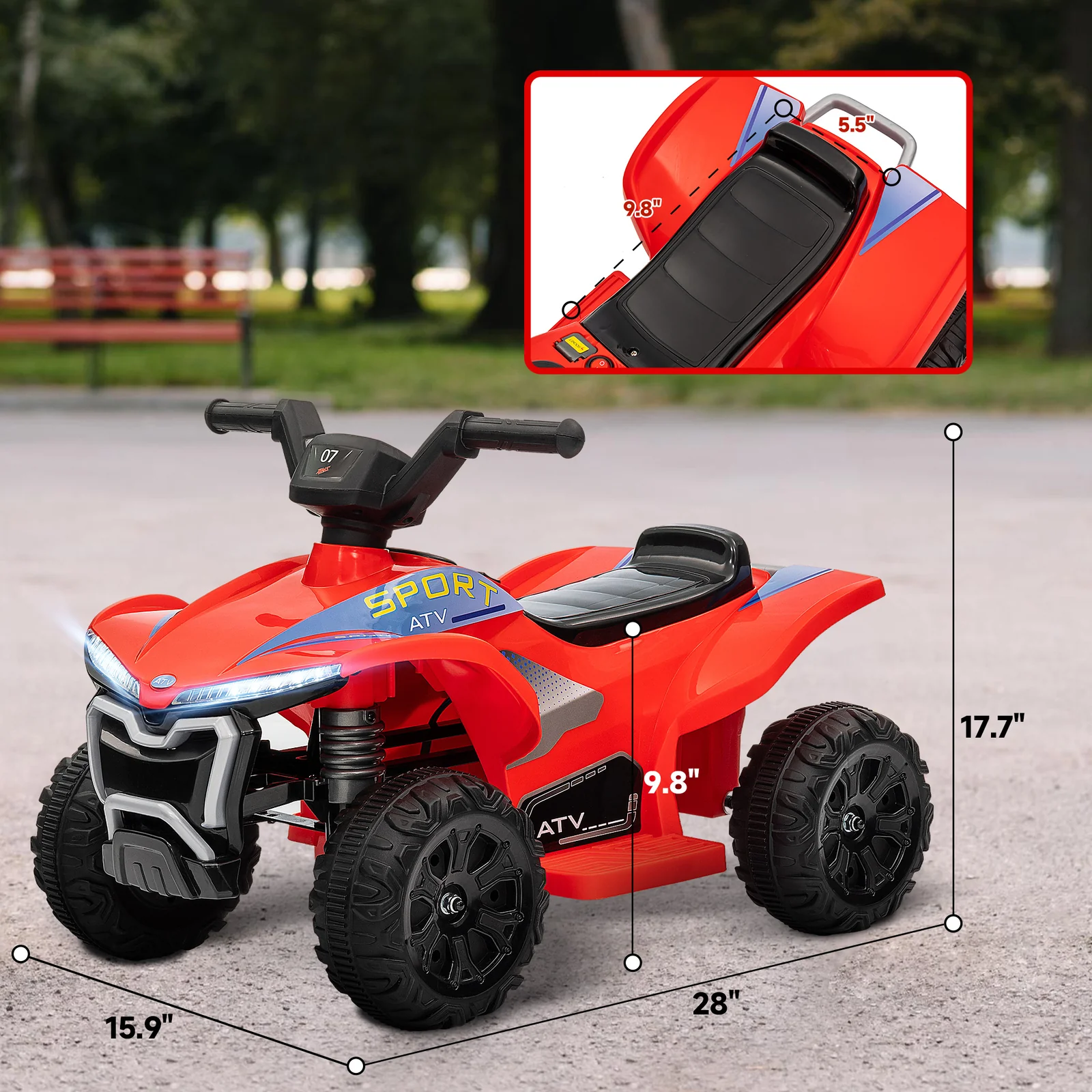 Kids 6V Ride-On ATV Quad with Rechargeable Battery and 1.6 MPH Max Speed - Image 6