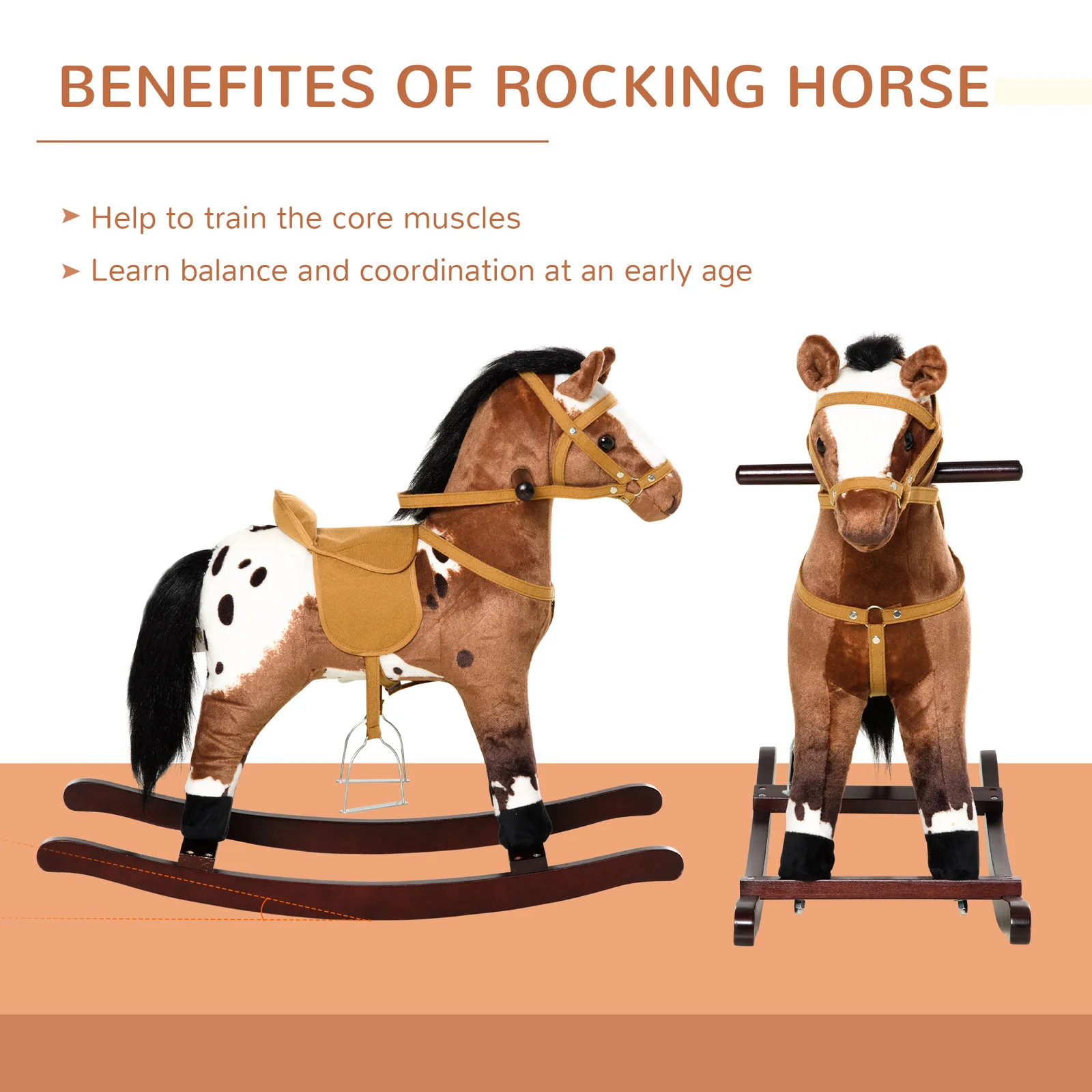 Deluxe Metal Kids Ride-On Rocking Horse Chair with Realistic Sounds Toy - Image 7