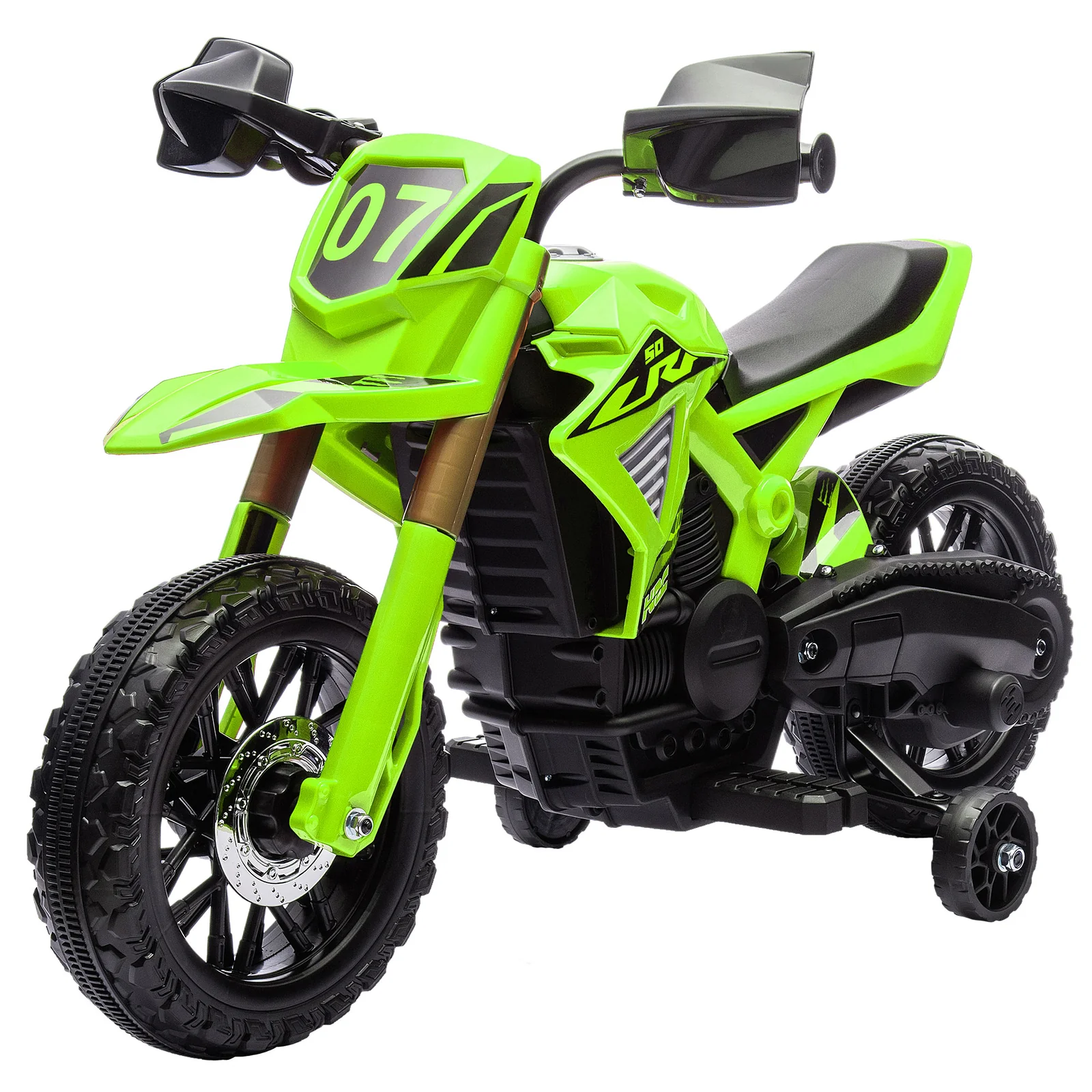 6V Battery-Powered Kids Dirt Bike with Training Wheels and Horn - Image 9