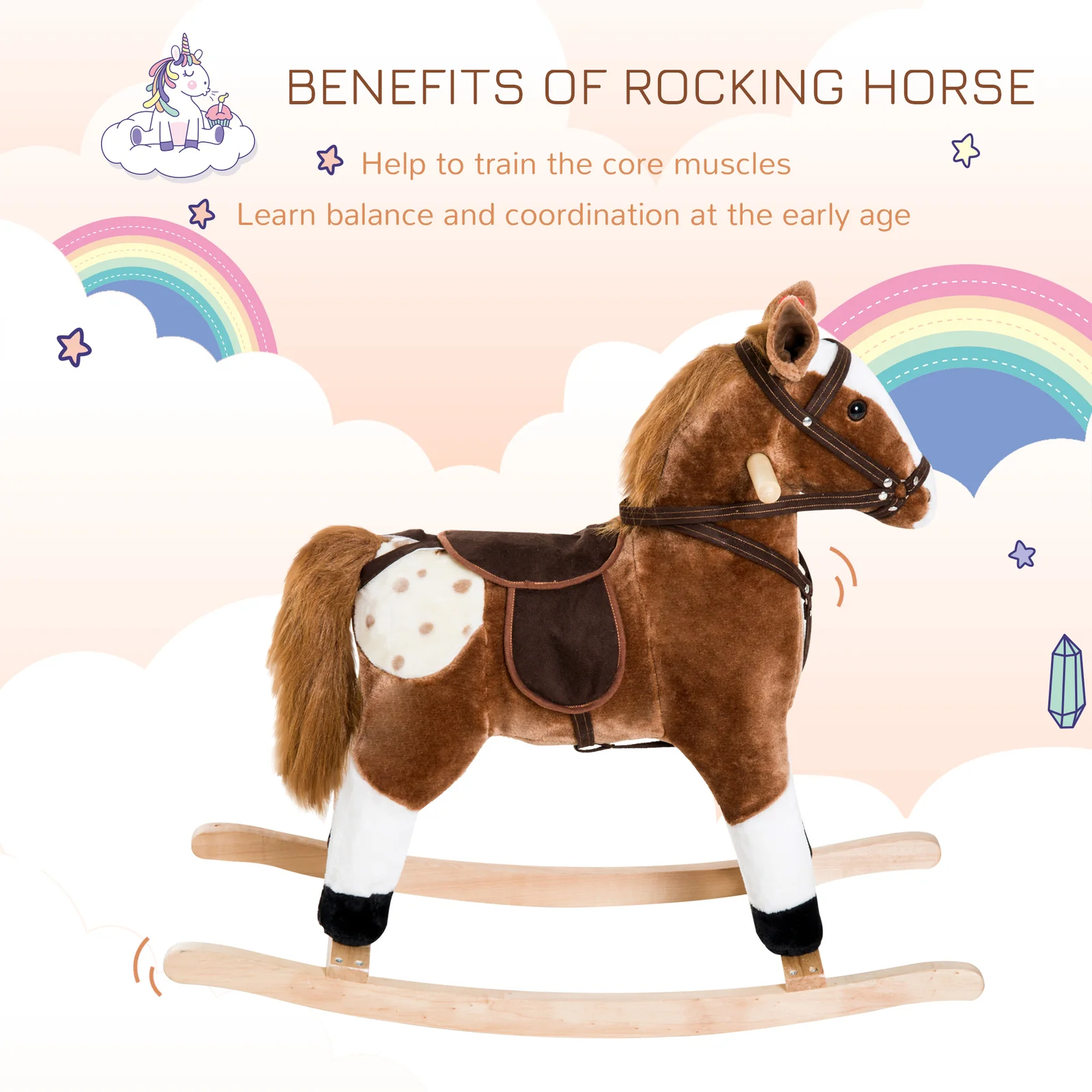 Deluxe Kids Rocking Pony Ride-On Toy for Toddlers Girls - Image 6