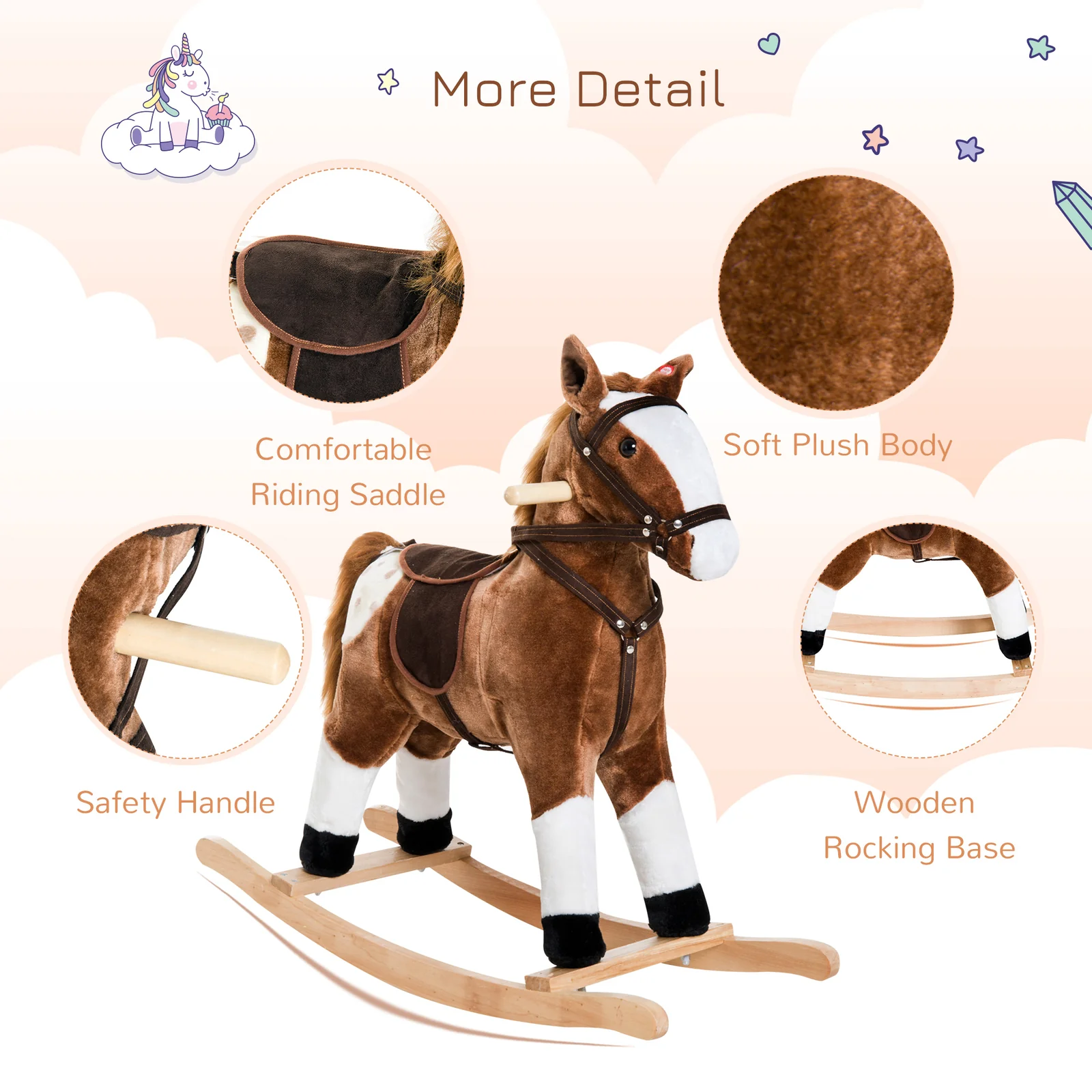 Deluxe Kids Rocking Pony Ride-On Toy for Toddlers Girls - Image 7
