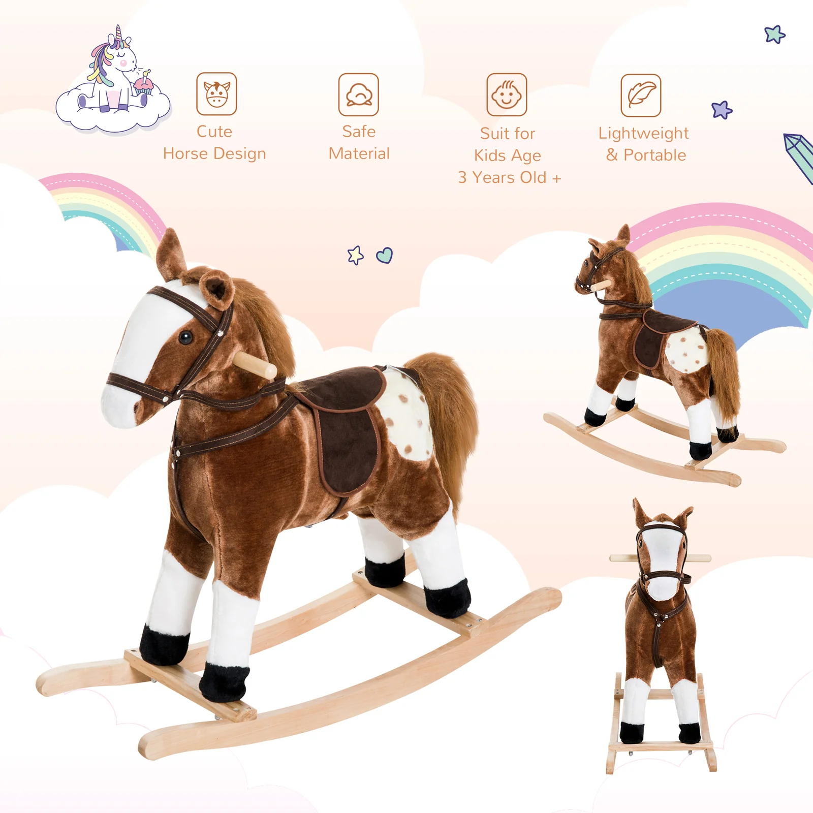 Deluxe Kids Rocking Pony Ride-On Toy for Toddlers Girls - Image 8