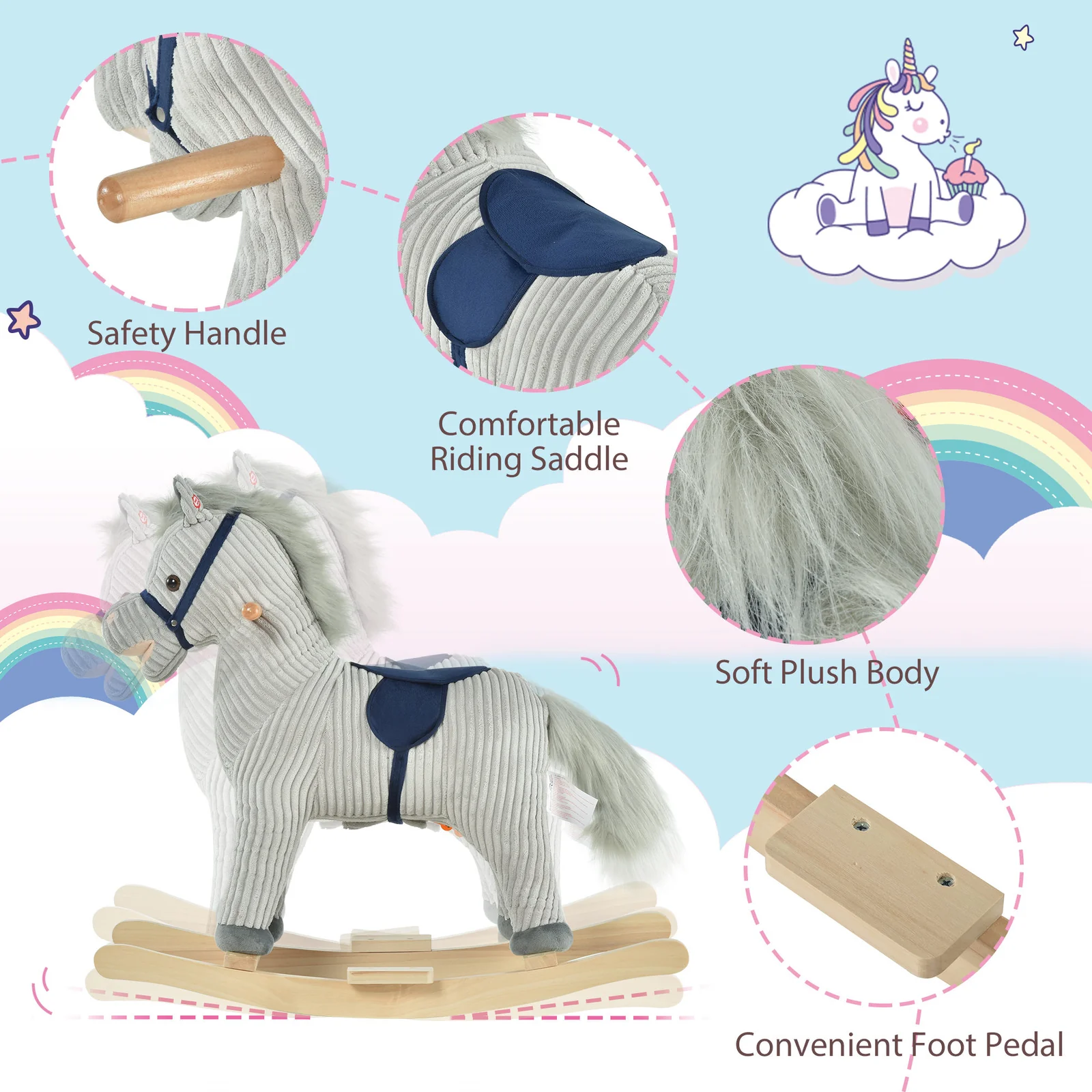 Deluxe Wooden Rocking Horse for Toddlers Ages 3-5 - Image 5