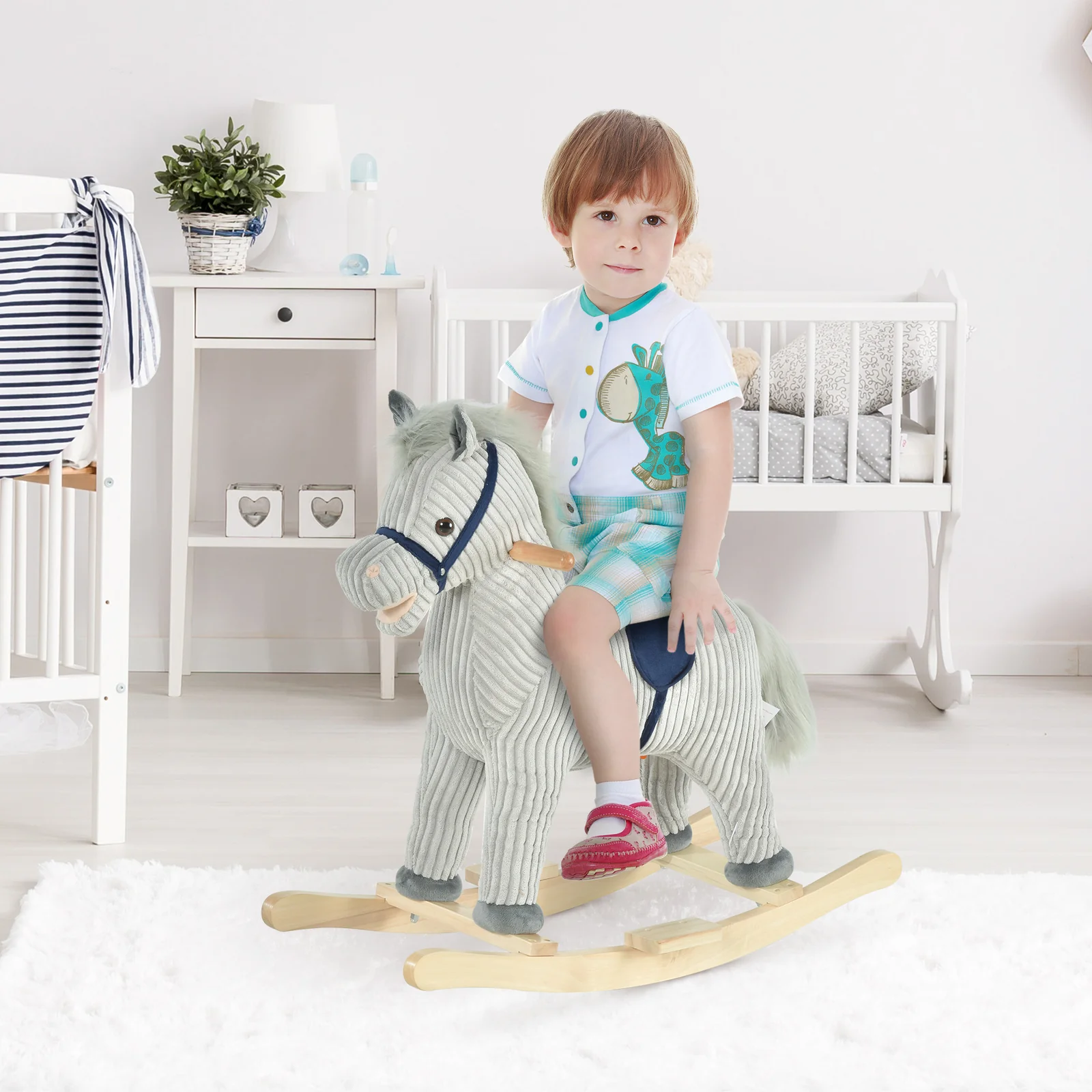 Deluxe Wooden Rocking Horse for Toddlers Ages 3-5 - Image 9