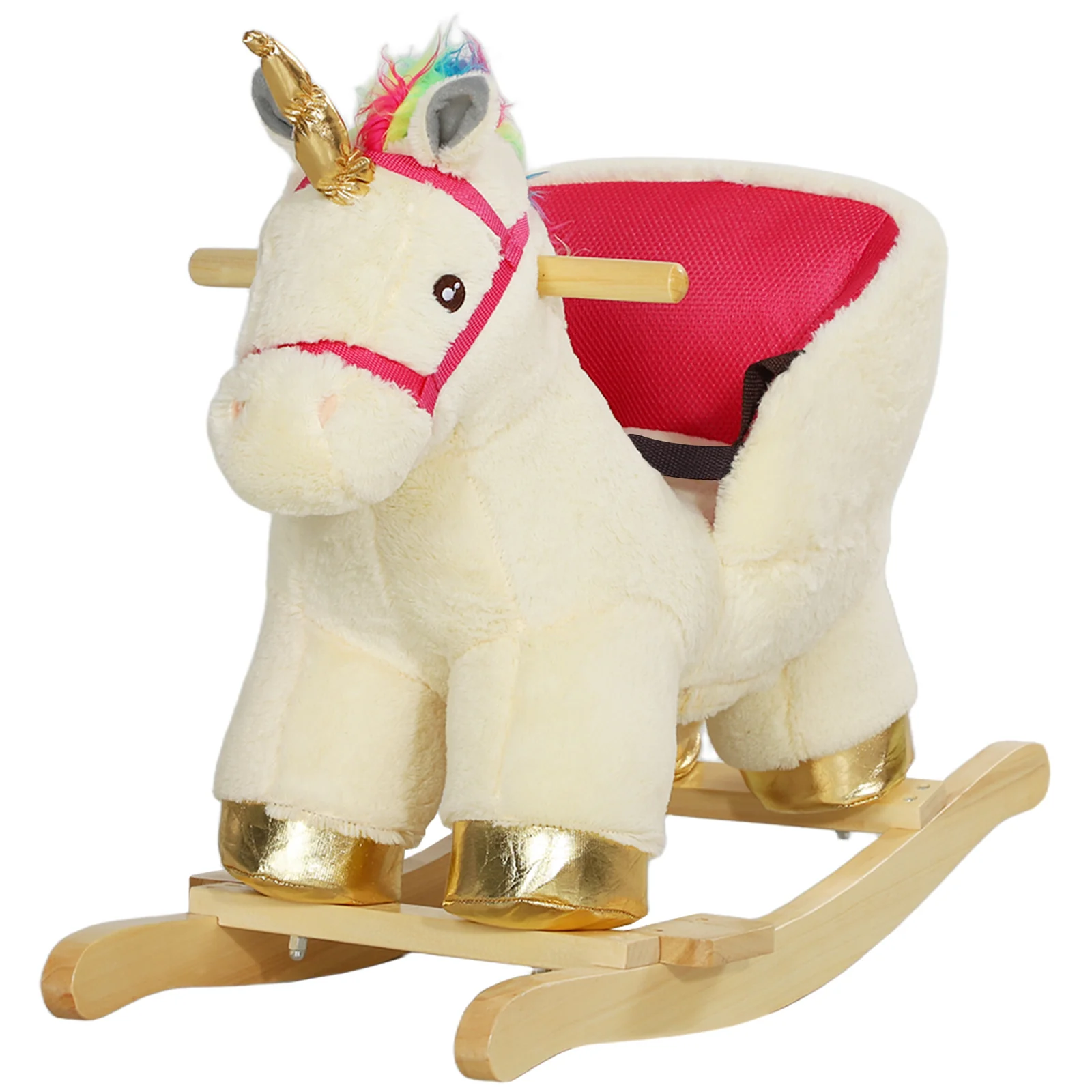 Kids Rocking Unicorn Horse with Realistic Sounds and Safety Belt - Image 10