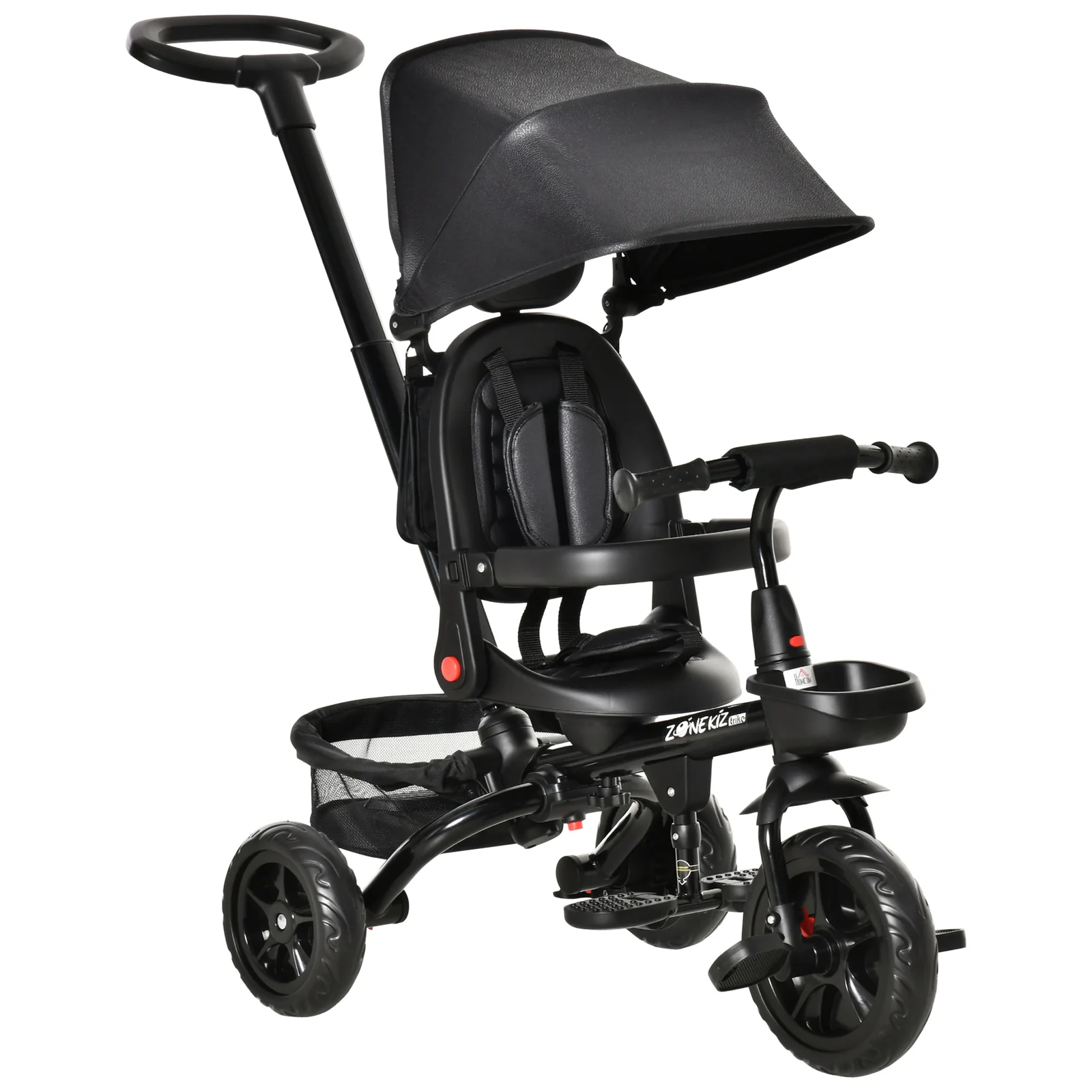 4-in-1 Kids Tricycle with Reversible Seat and Adjustable 2.8-3.1 ft Height Push Handle