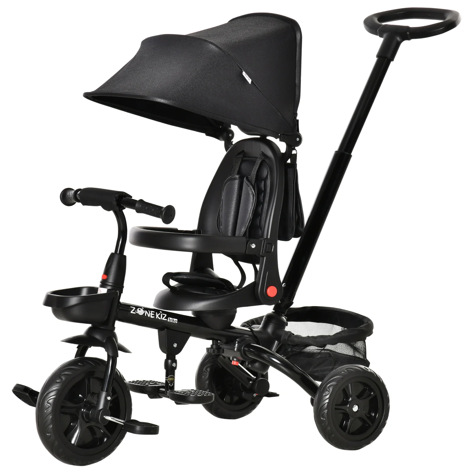 4-in-1 Kids Tricycle with Reversible Seat and Adjustable 2.8-3.1 ft Height Push Handle - Image 10