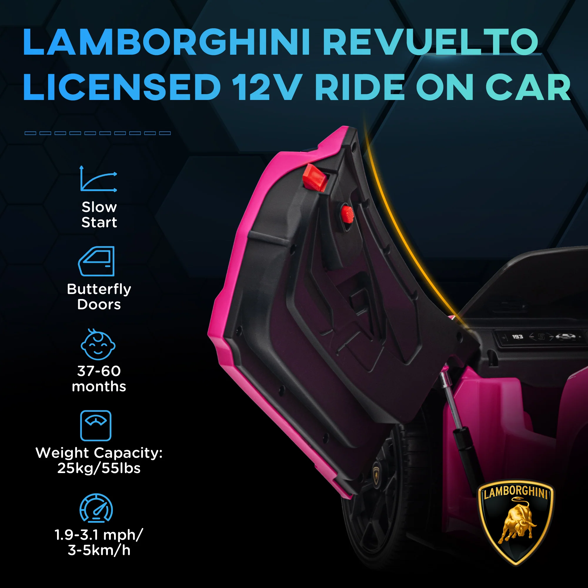 Licensed Lamborghini Revuelto Kids Ride-On Car with Suspension - Image 17