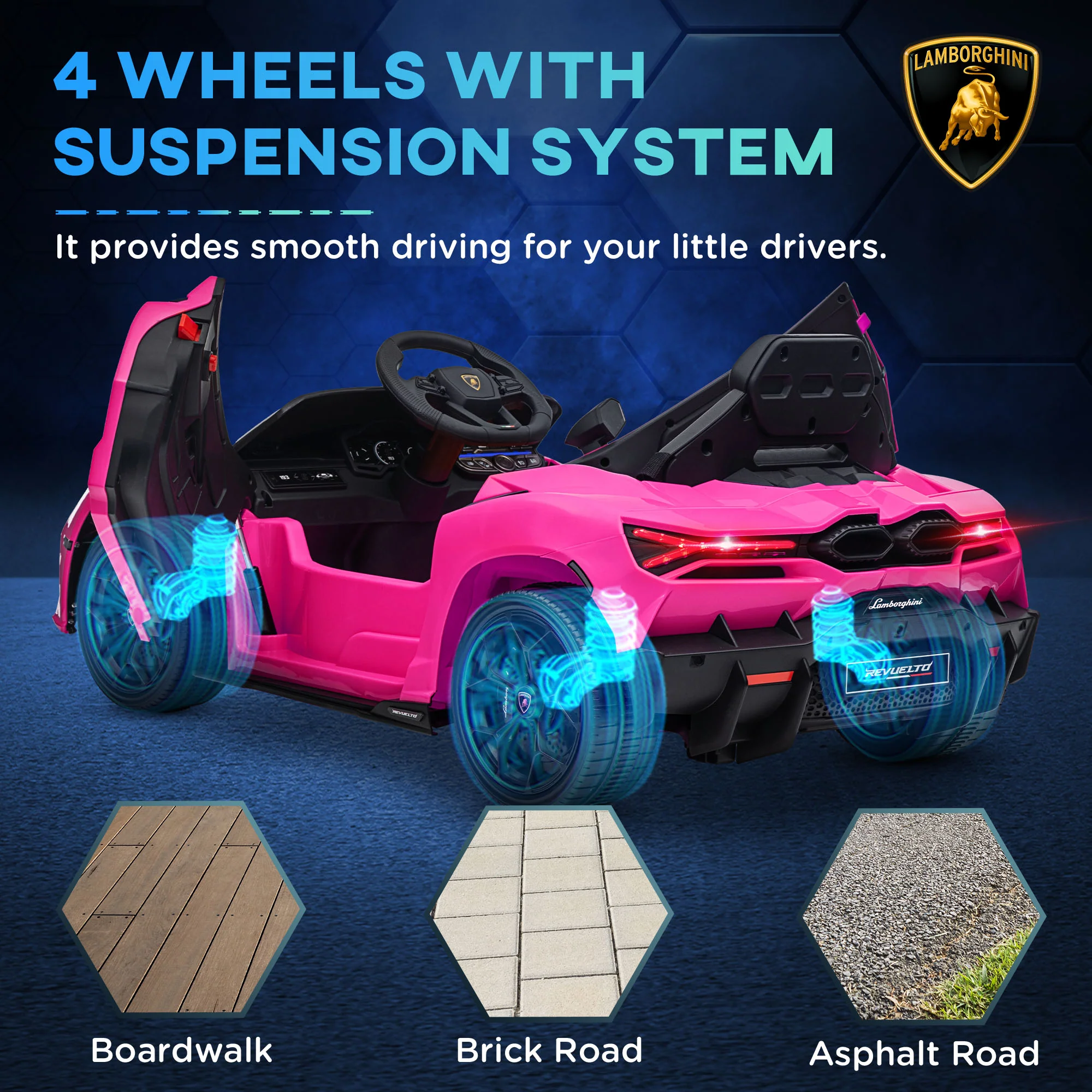 Licensed Lamborghini Revuelto Kids Ride-On Car with Suspension - Image 19