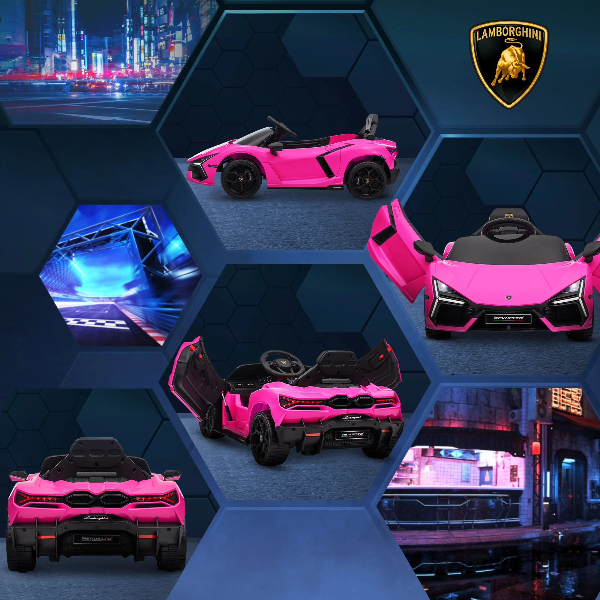 Licensed Lamborghini Revuelto Kids Ride-On Car with Suspension - Image 23