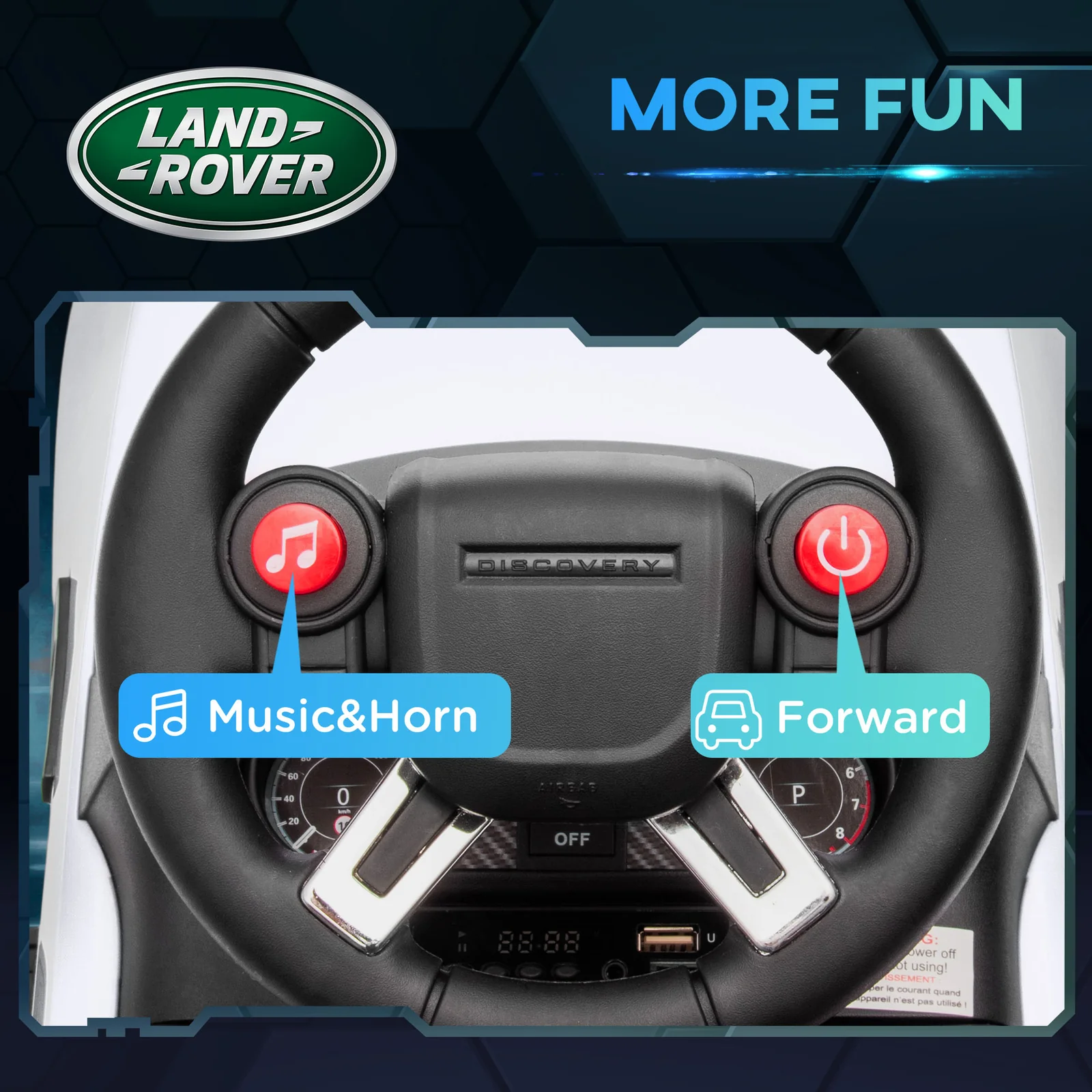 6V Licensed Land Rover 2-in-1 Battery-Powered Ride-On and Push Sliding Car - Image 3