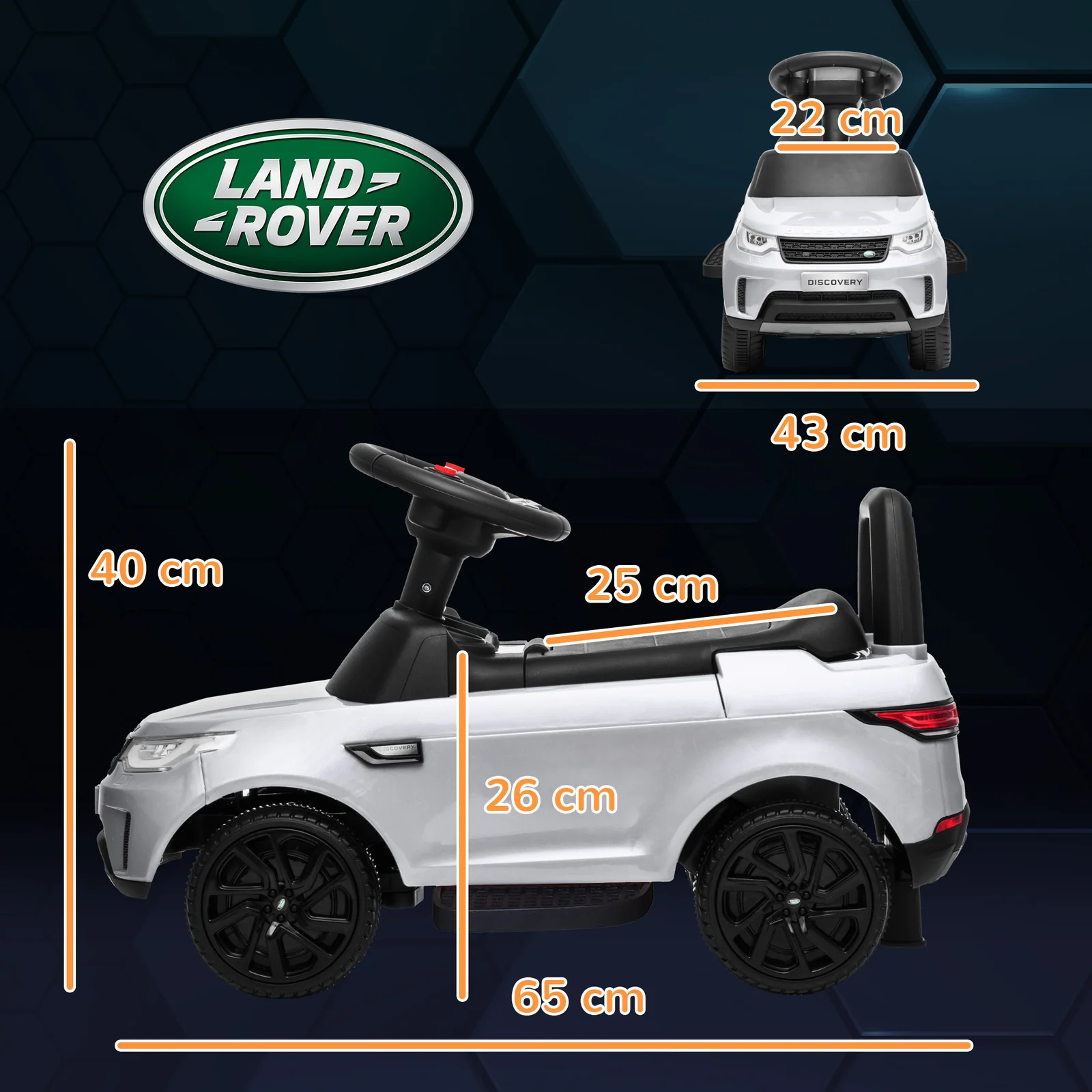 6V Licensed Land Rover 2-in-1 Battery-Powered Ride-On and Push Sliding Car - Image 6