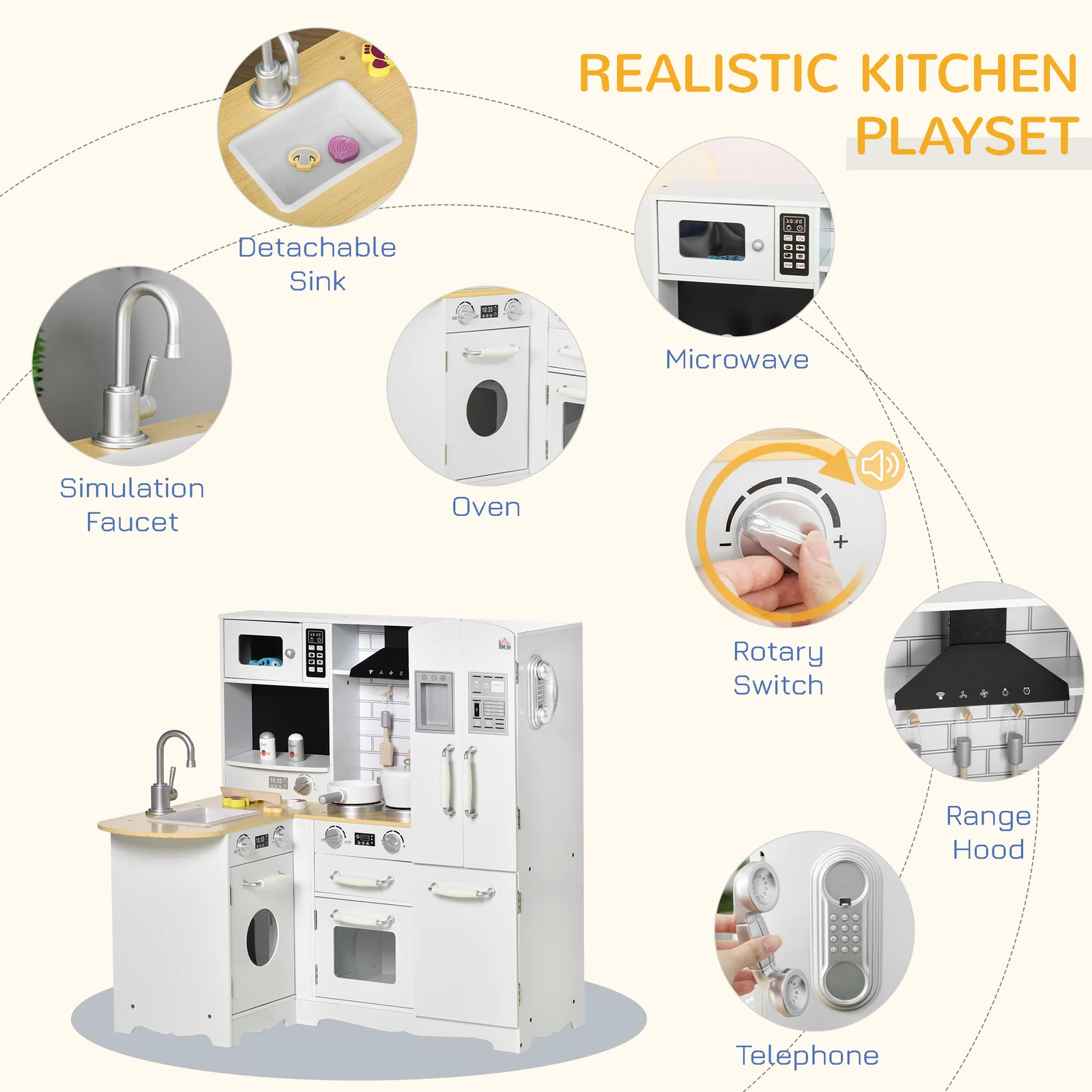 Large Play Kitchen with Complete Set of Modern Pretend Appliances - Image 3