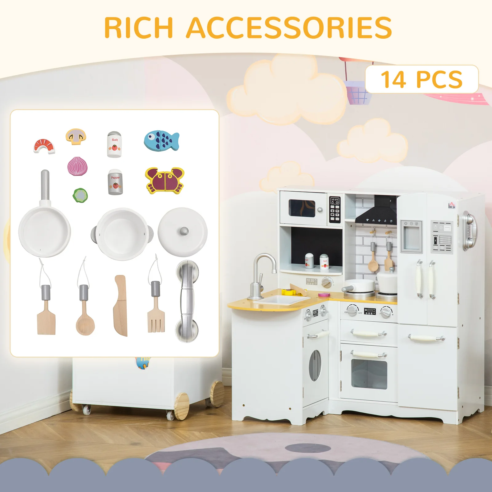 Large Play Kitchen with Complete Set of Modern Pretend Appliances - Image 4